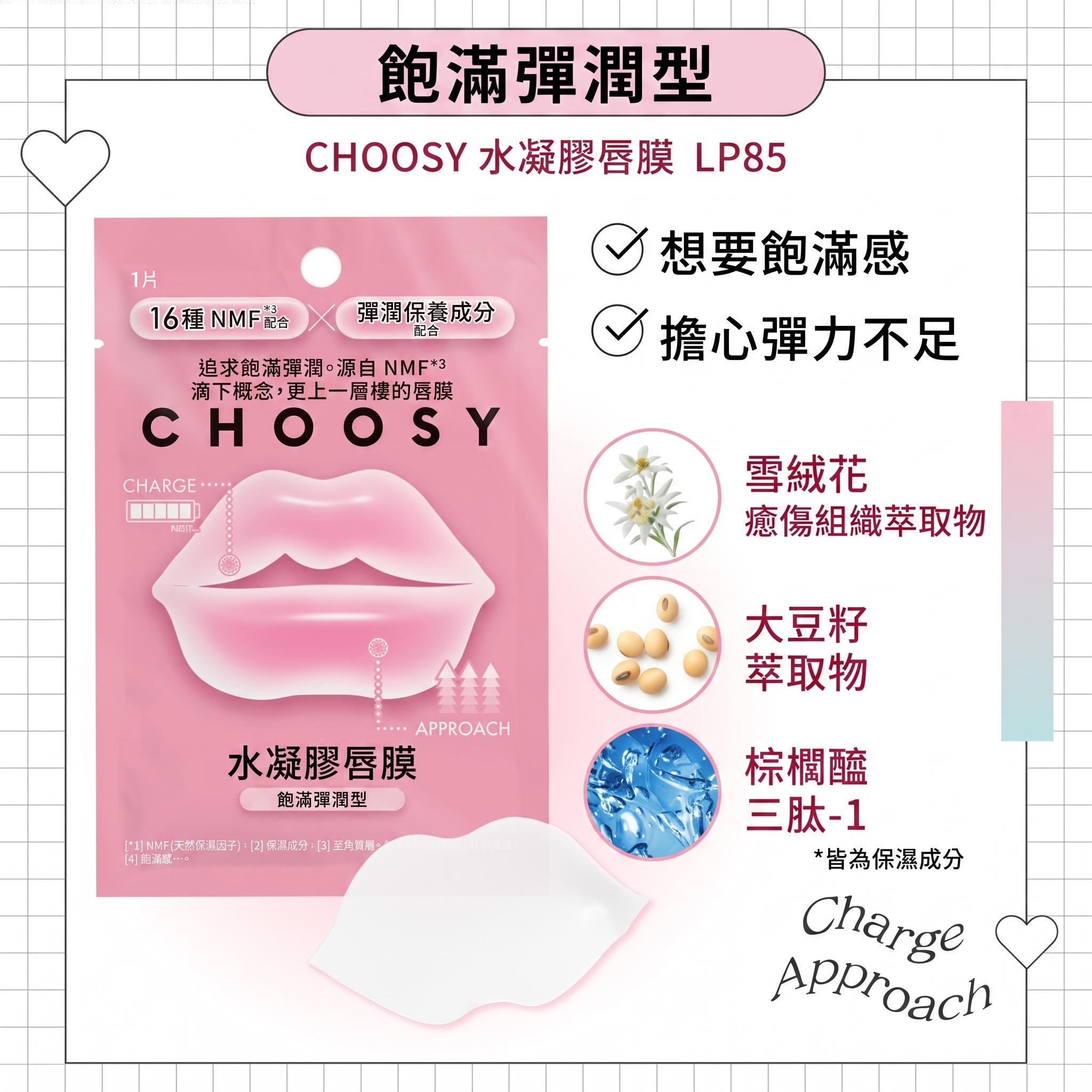 CHOOSY  水凝膠唇膜<豐盈彈潤 > 3片裝 (韓國製)