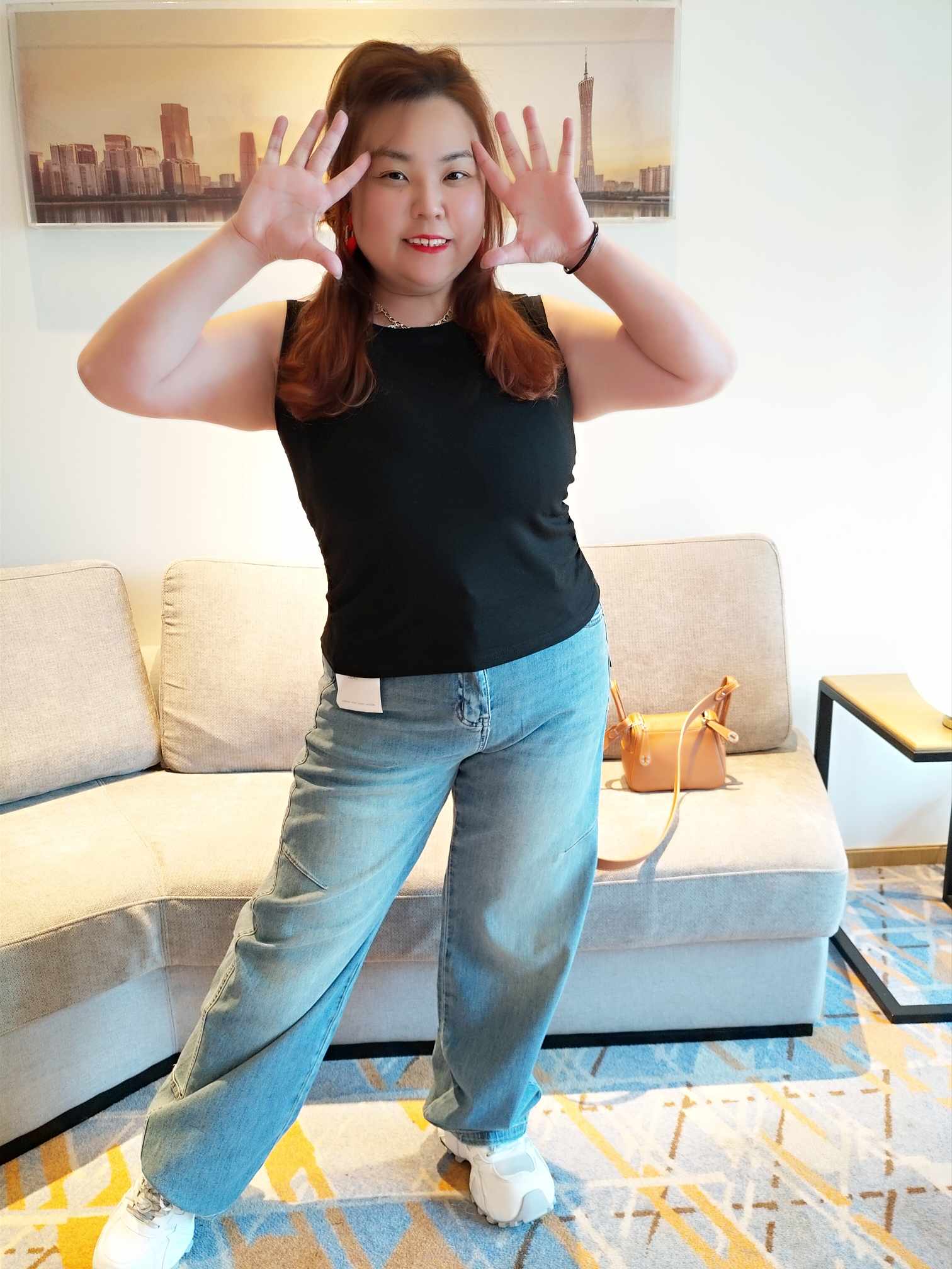 YCF04 3035 简约时尚弹力牛仔直筒长裤