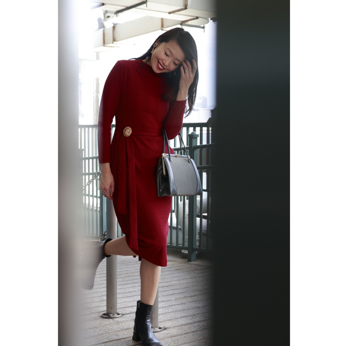 (Custom-Made) The Winter Muse Jacquard Knit Bodycon Midi Dress - Available in various colour (FM233)