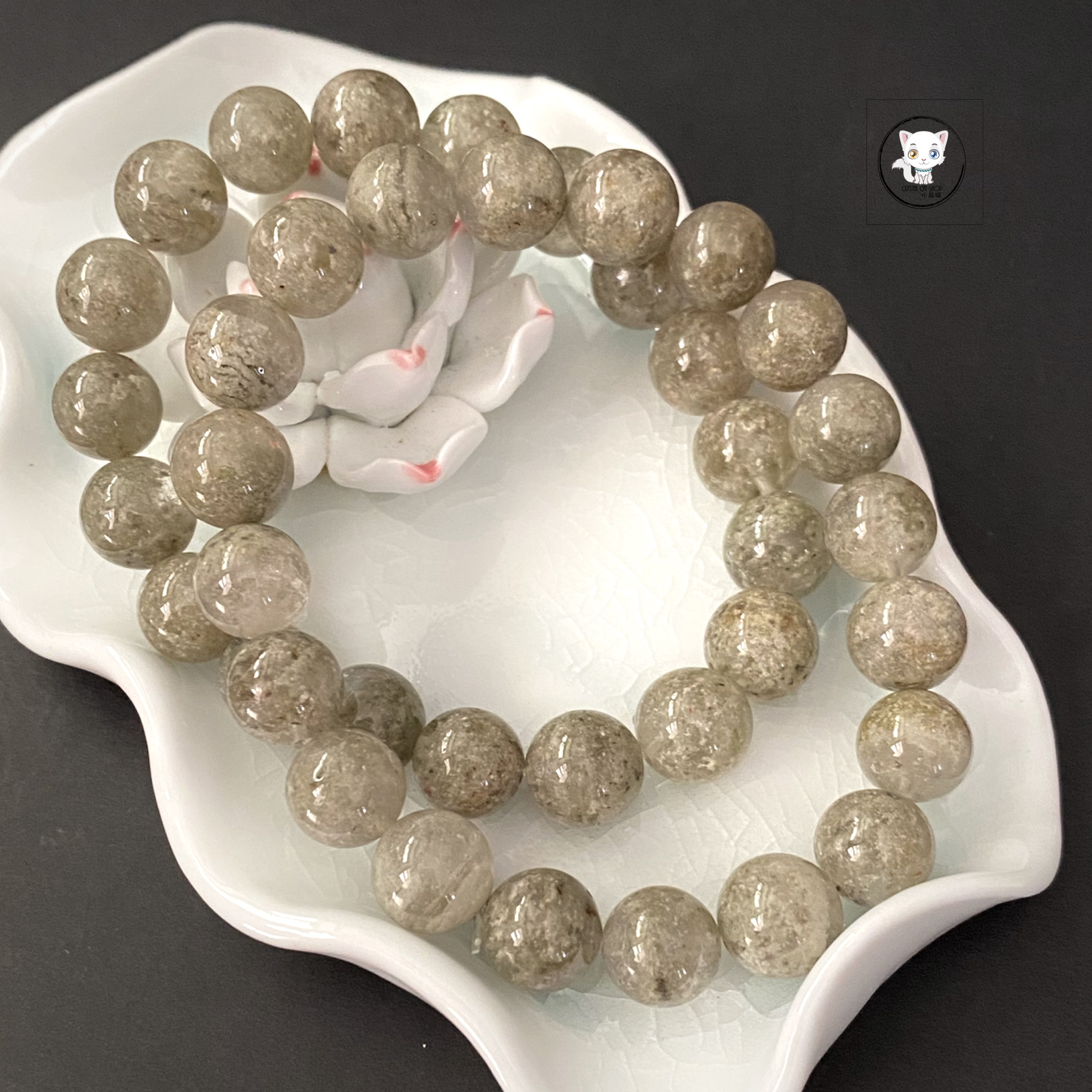 抹茶綠幽靈水晶手鏈 10mm