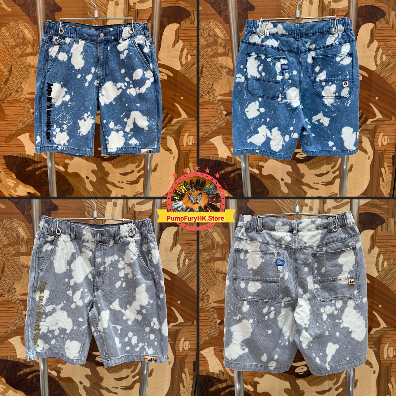 AAPE AAPEUNVS splatter printed denim shorts (D613)