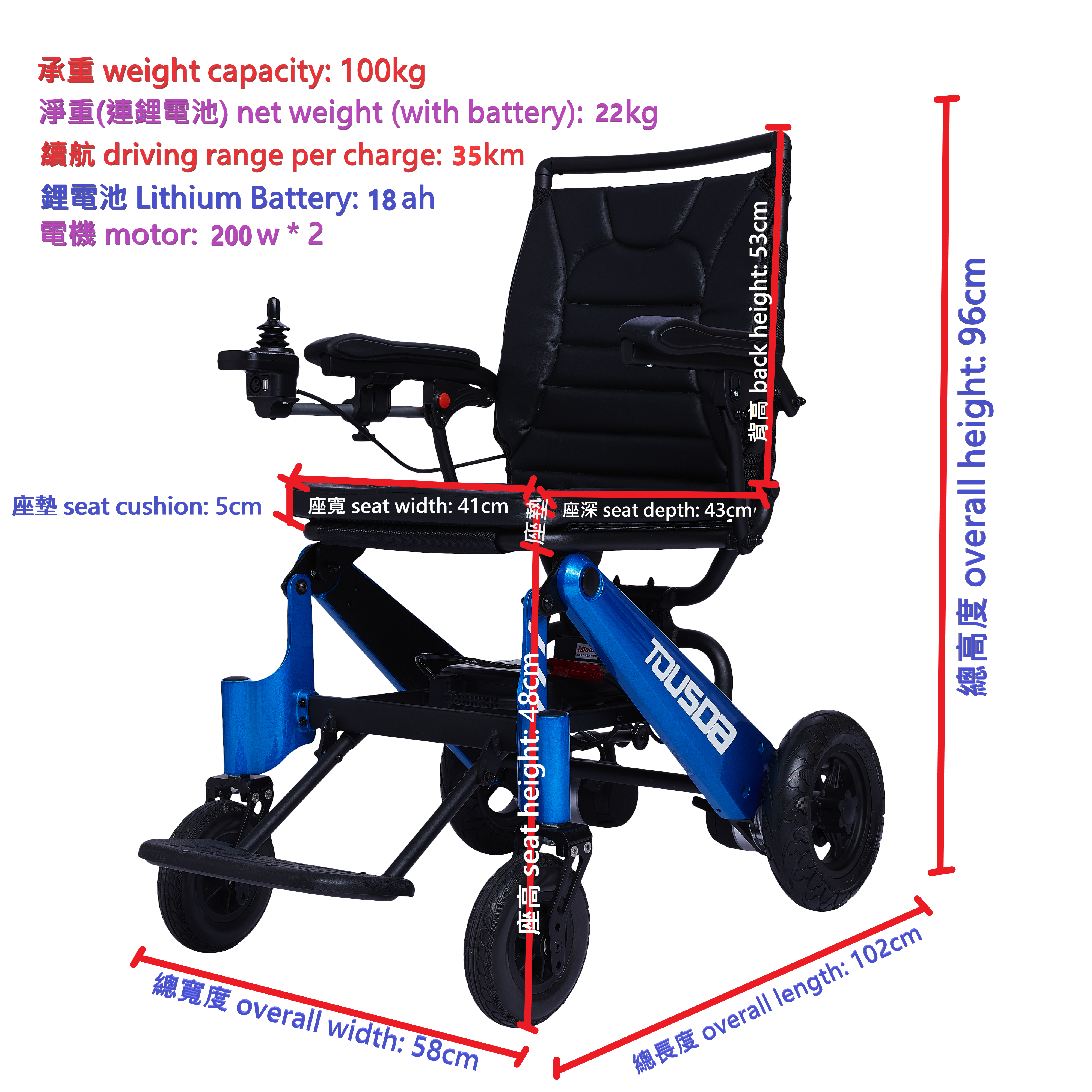 免運費包上門安裝教授使用方法 - 智能廣東話發聲控制器 - 鎂合金電動輪椅 M01D - 升級版 - 藍牙連接搖控- 18AH 鋰電池 - 400W無刷電機 - 電磁鎖車, 上斜落斜放手即停不溜後