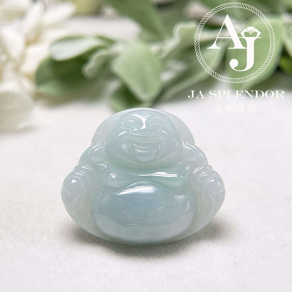 JN-1031 天然翡翠A玉 晴綠大肚笑佛吊墜