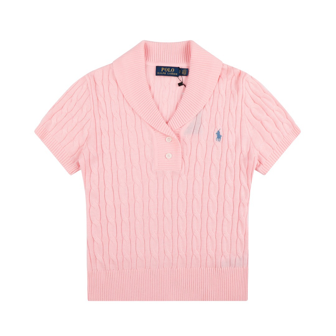 預訂 RL Polo 小馬刺繡麻花針織短袖棉衫 