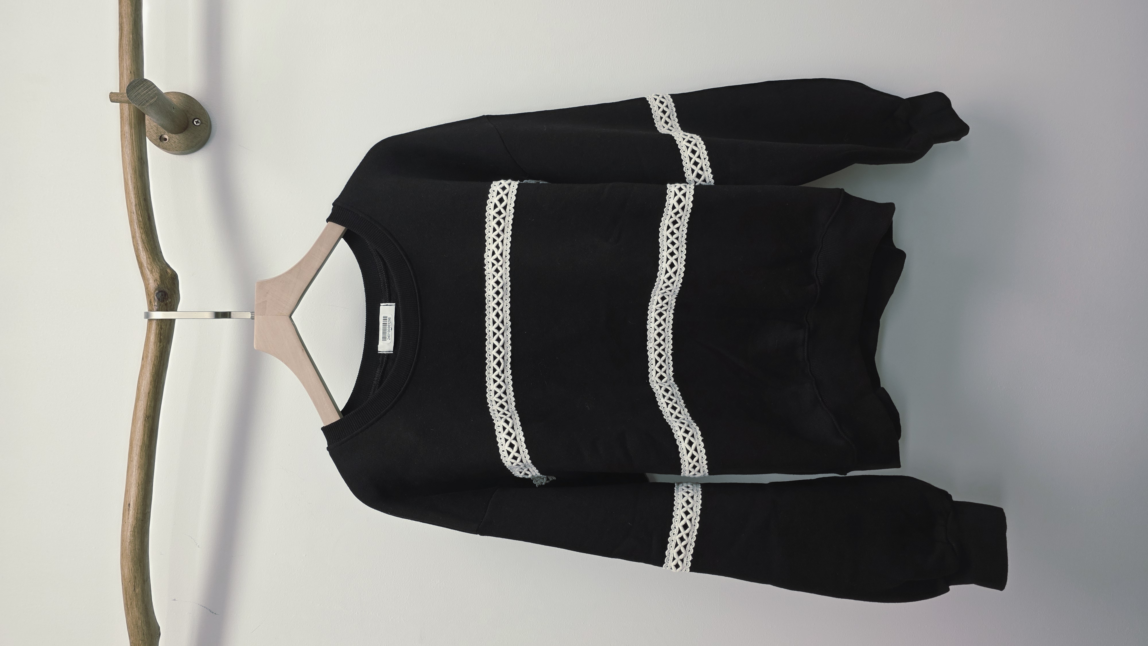 韓國黑拼白通花喱士絨底衛衣