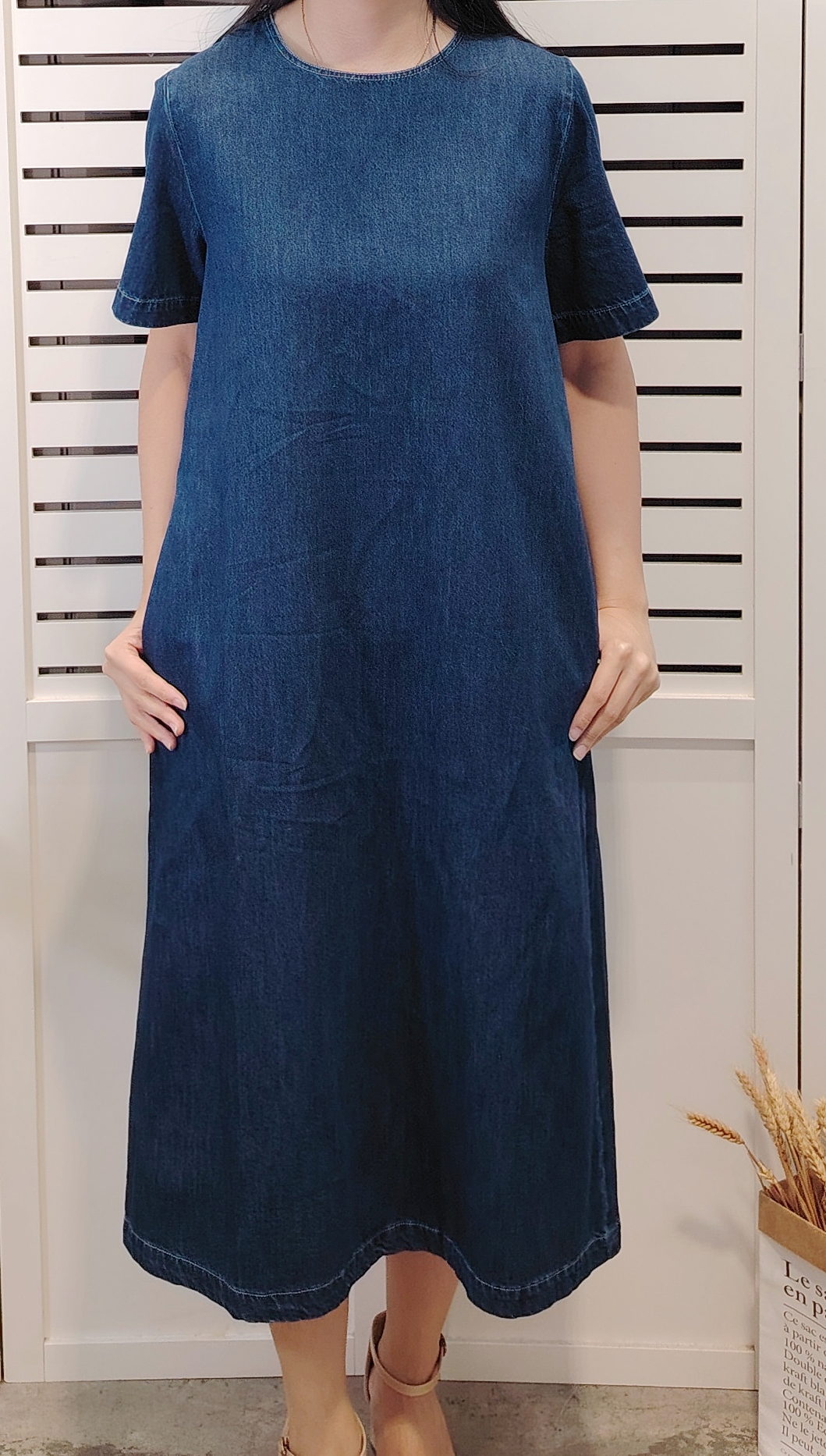 25021 Short Sleeve Denim Dress Long''8