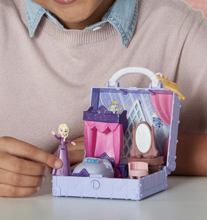便攜Disney Frozen 2 Elsa手提寢室盒 冰雪奇緣Elsa房間玩具 便攜公主場景 女童角色扮演禮物