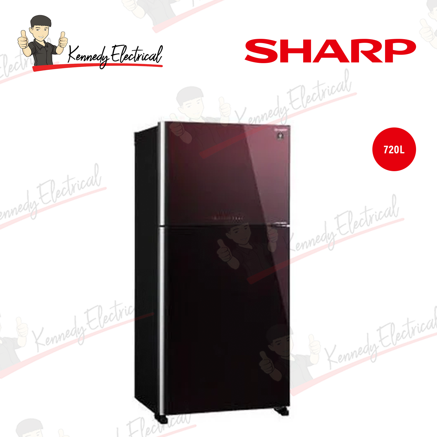Sharp 720L Pelican Glass Door 2-Door Refrigerator (SJP882MFGM)