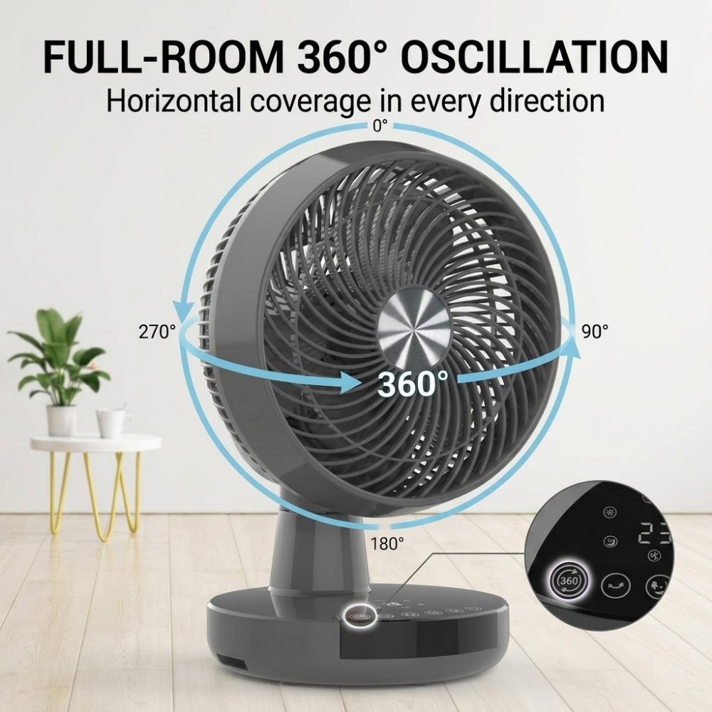 Morries 9 Inch DC Air Circulation Desk Fan Remote Control MS2816DCDF UPeu