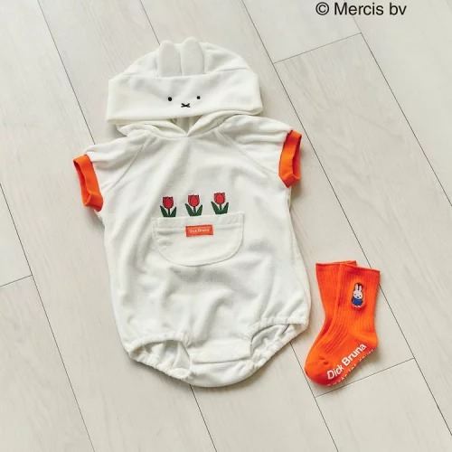 Miffy baby 橙色白色花花包屁衣 One size 70-80cm