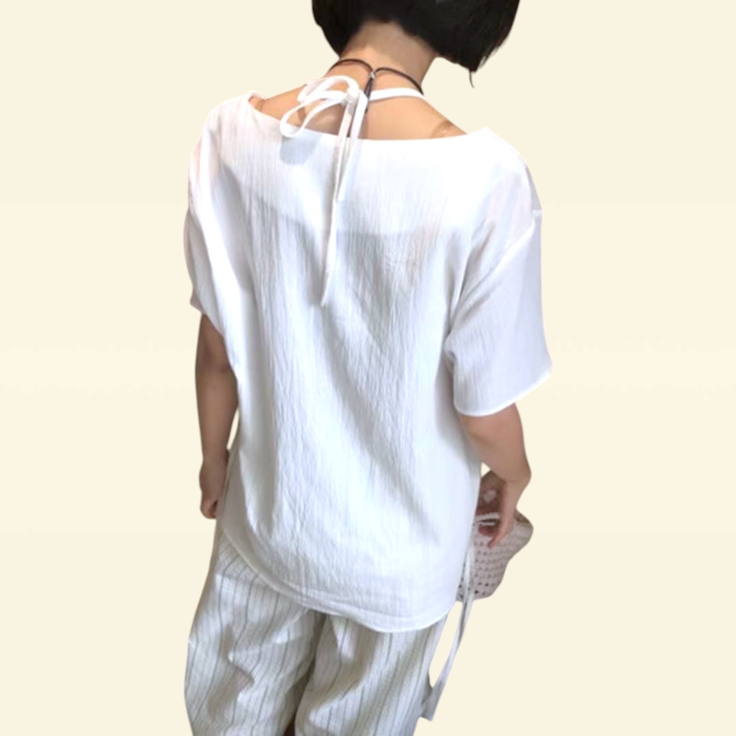 221344 淨色綁帶Top