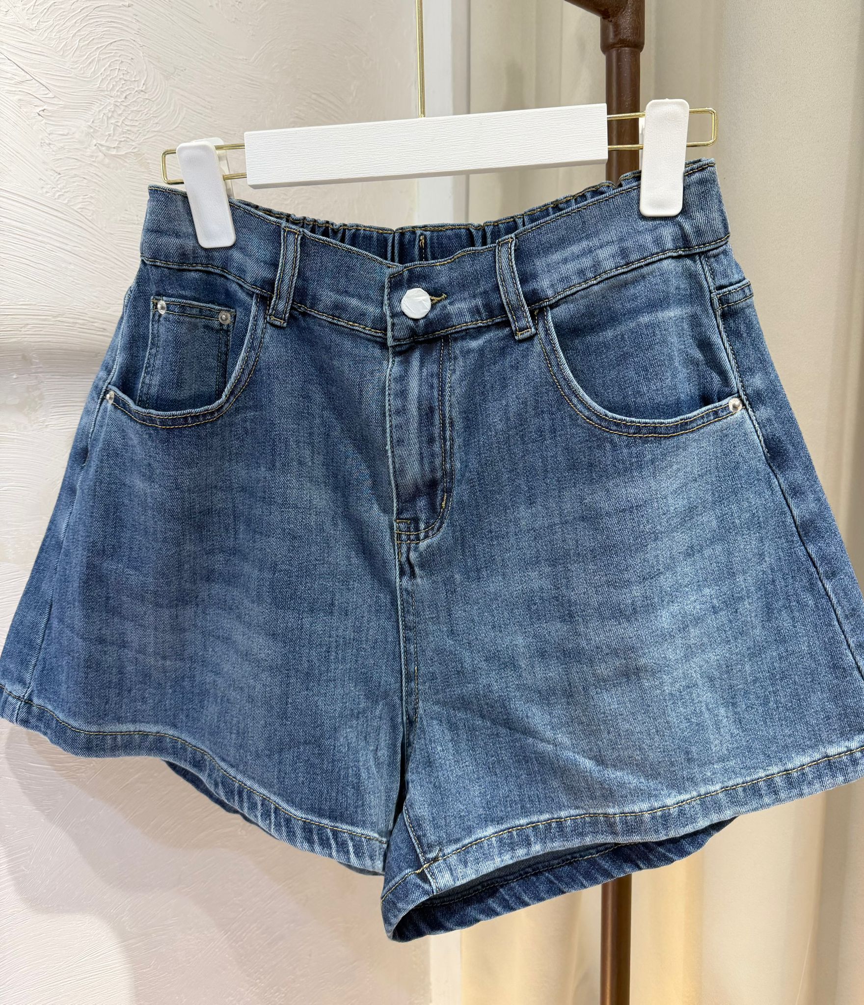 韓版原色洗水牛仔短褲free size