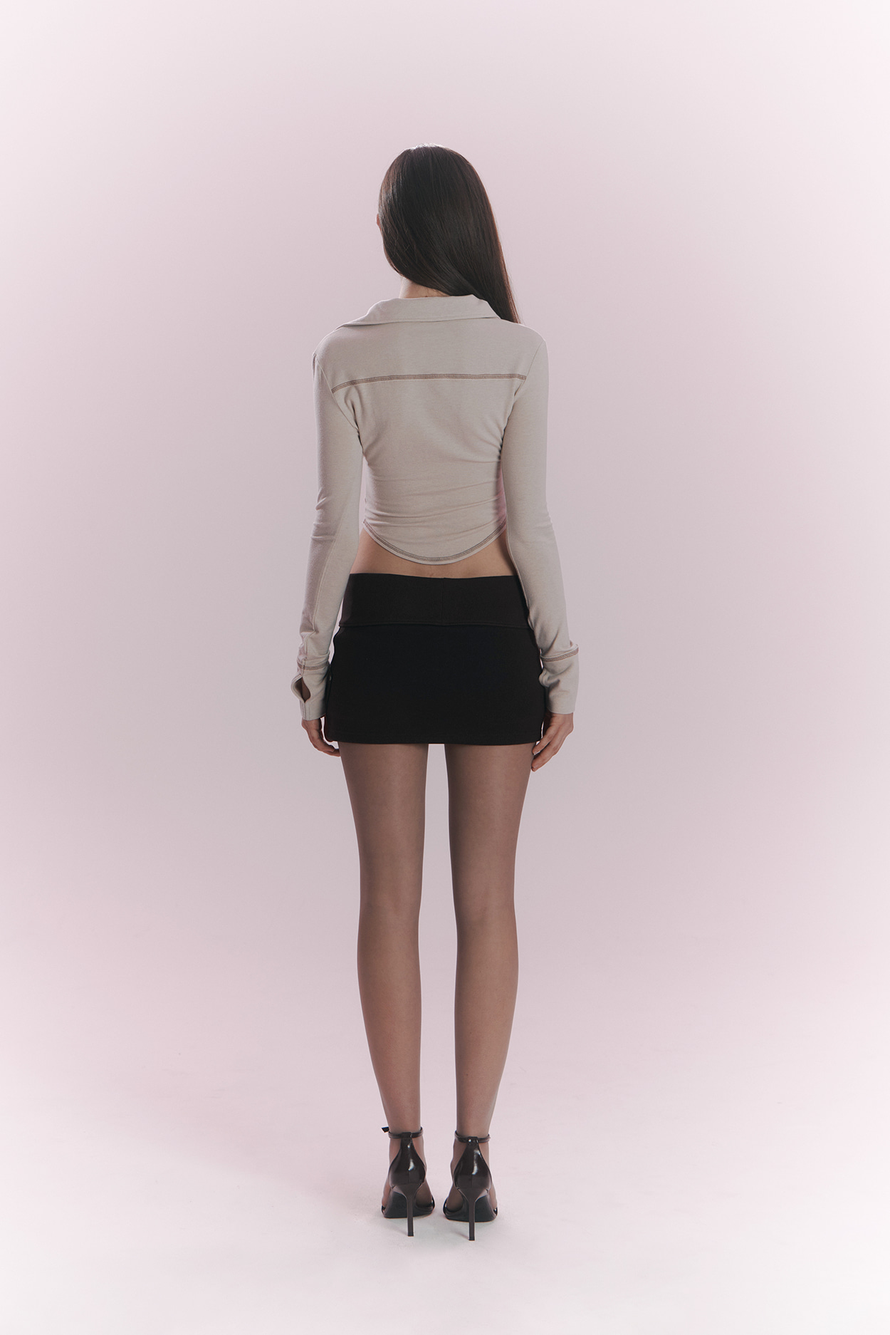 pleaseNOFOLLOW - Mamie Snap Button Slim Shirts (Sand)