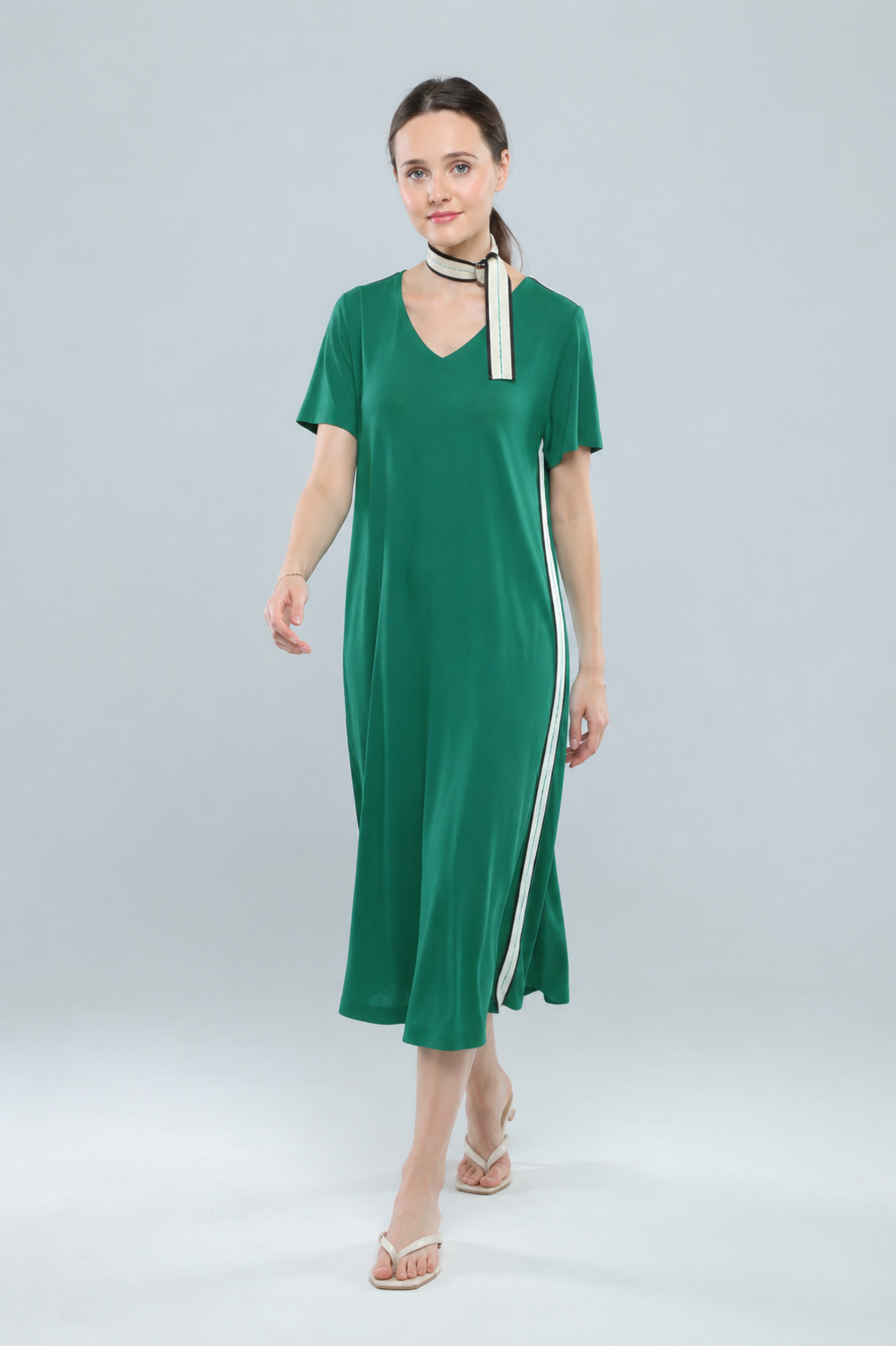 E8026BD Elara V-Neck Flow Midi Dress