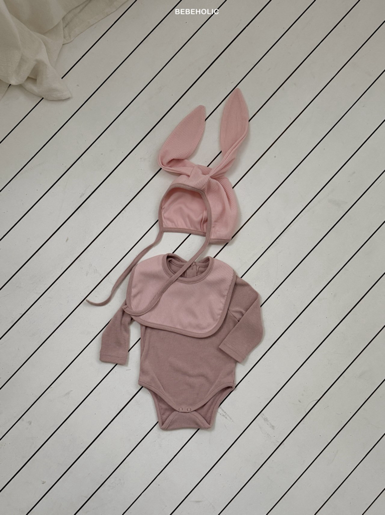 🌸預訂 韓國直送🌸🇰🇷BEBEHOLIC四色兔仔帽包屁衣圍兜三件套裝