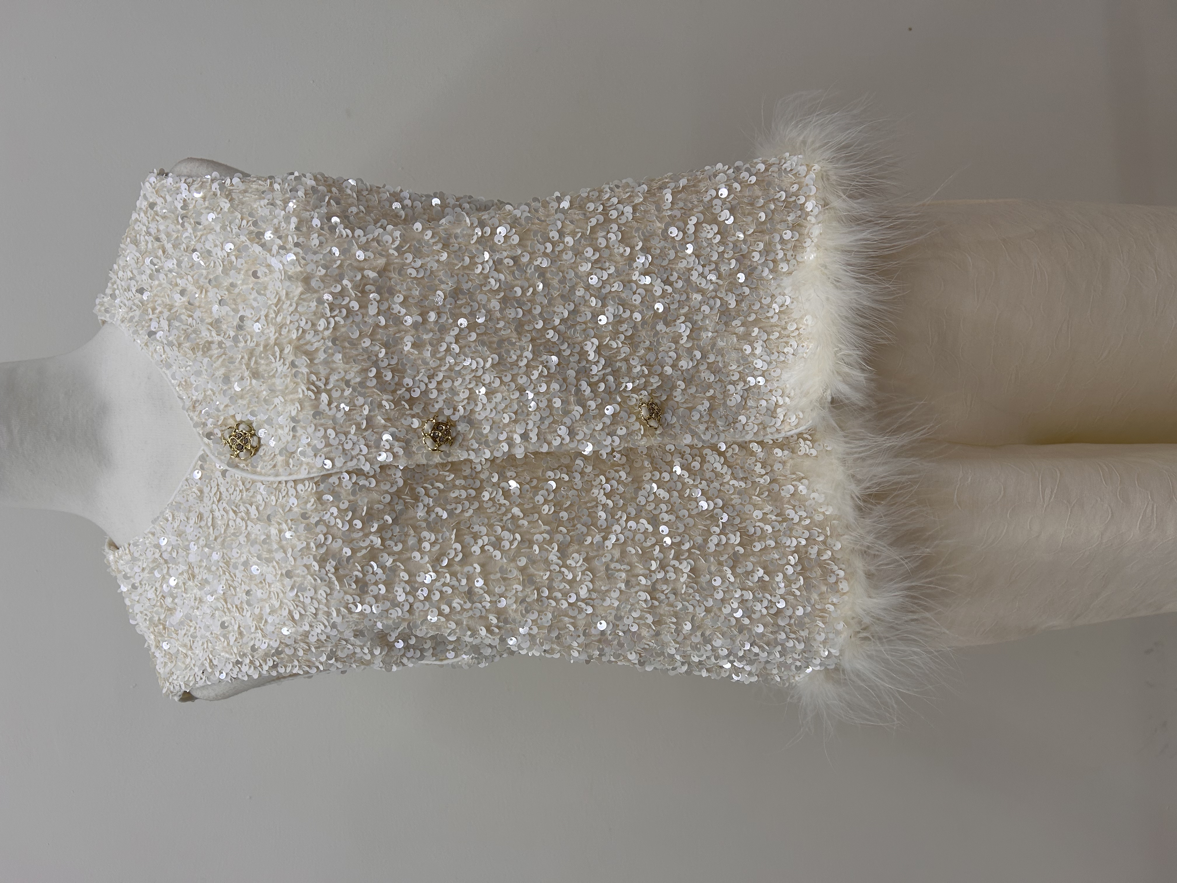 561.WB Sequin Tang Suit Vest Jacket White