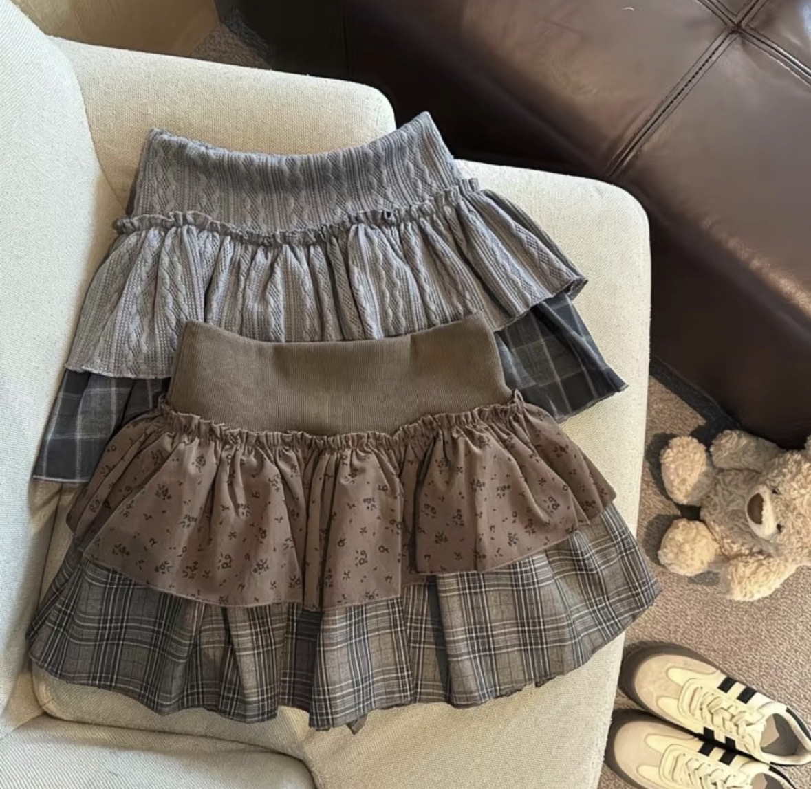 SK340复古拼接蛋糕裙