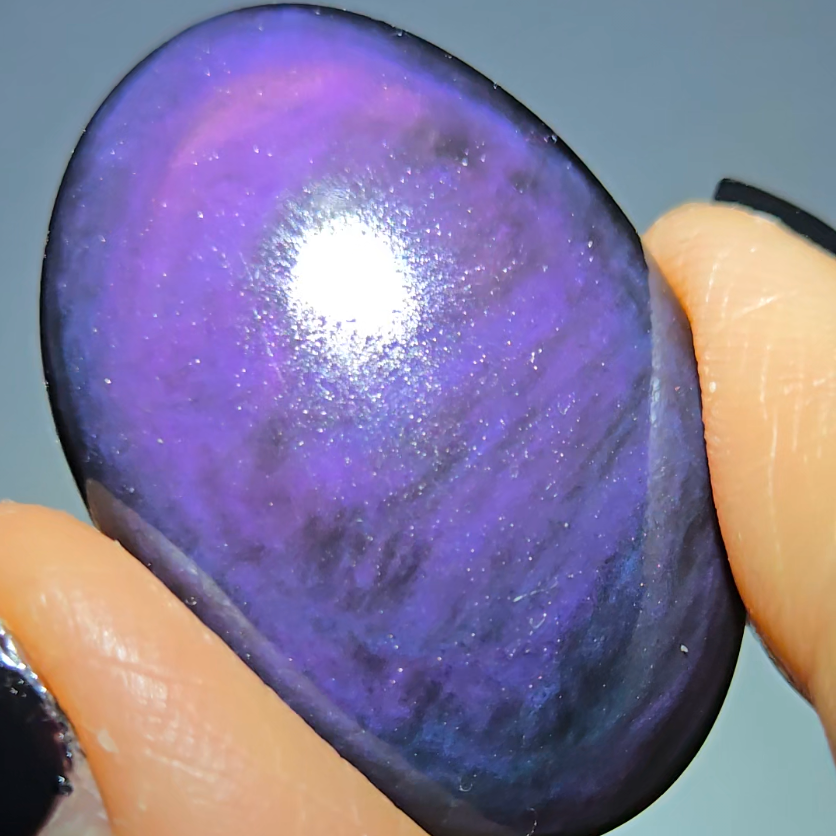 Velvet obsidian cabochon in blue and purple - OB18