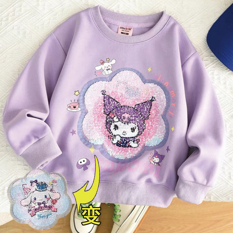 中大童/親子/$75件。2件起$65件。✨💖 Sanrio 變身亮片衛衣 💖✨一掃即變圖案！！玩到停唔到手 🤩🫶