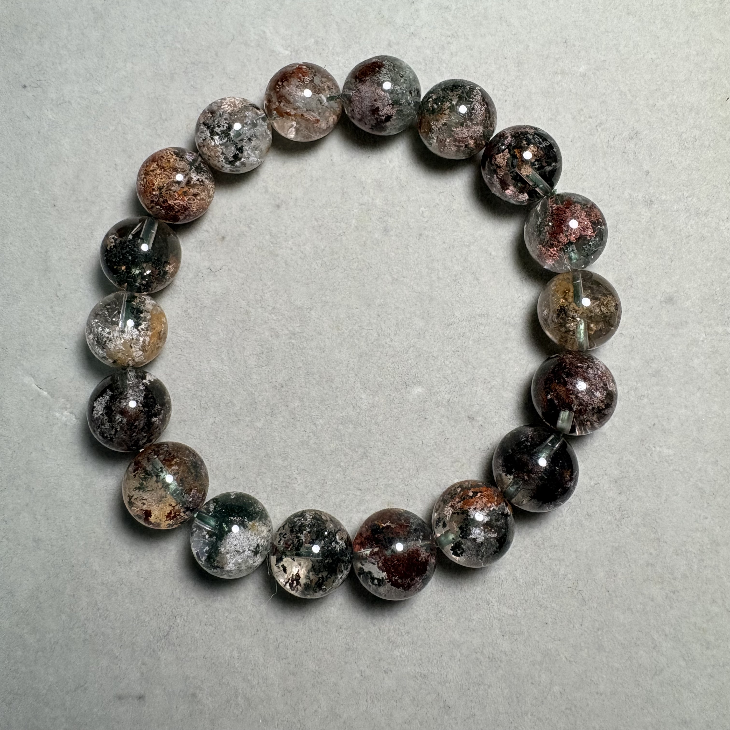 11mm彩幽靈四季平安晶石手串No.2725