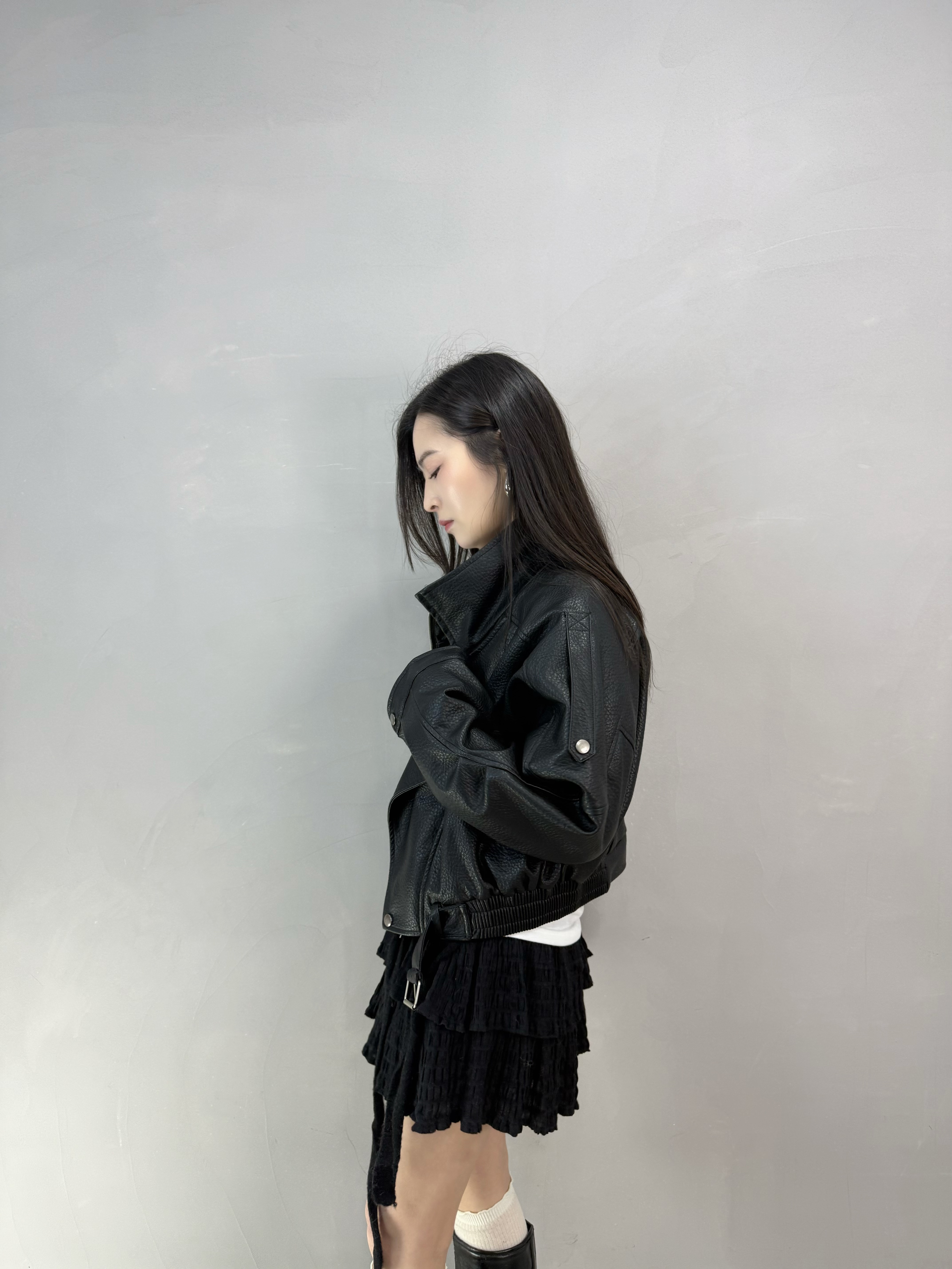 F85 荔枝仿皮短褸