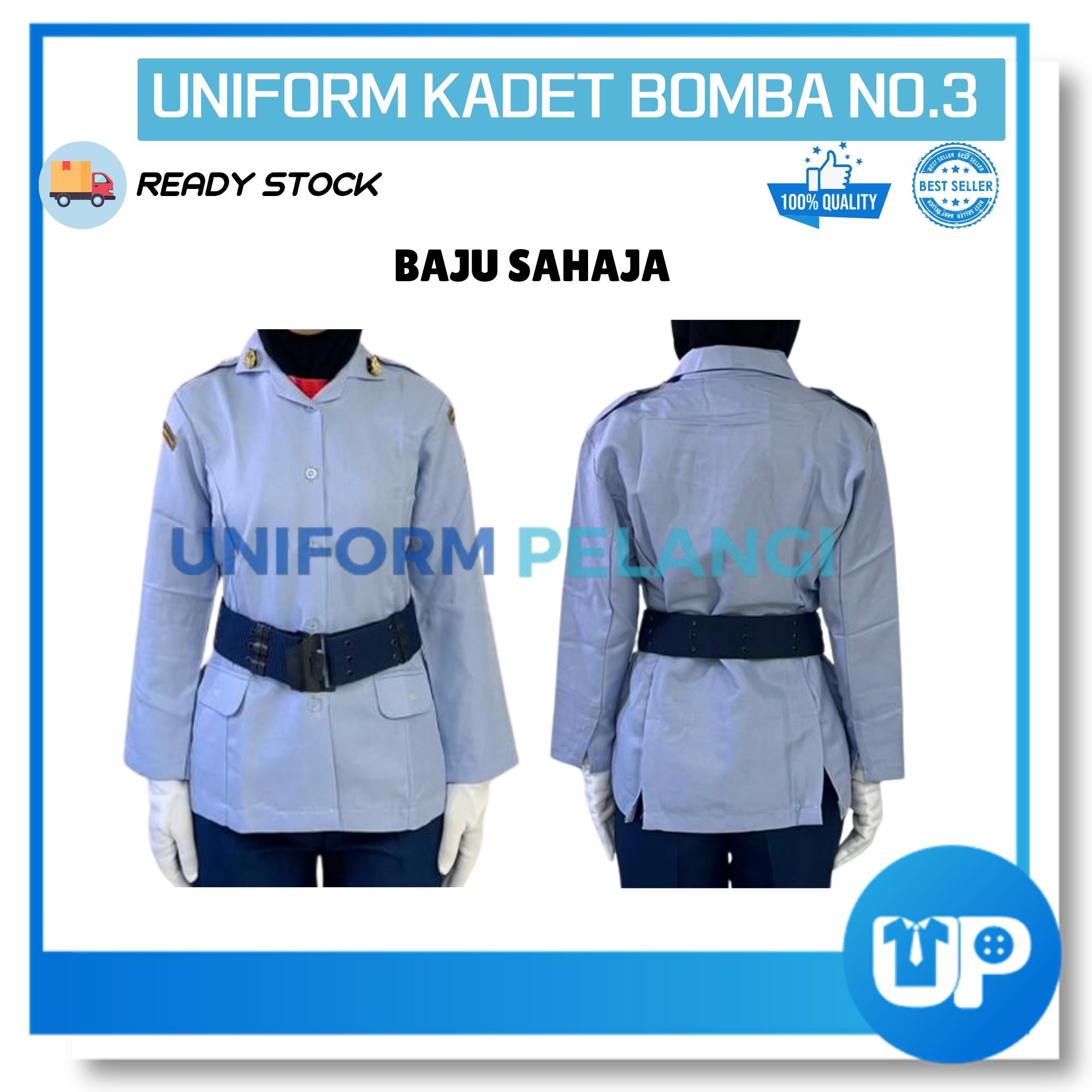 Baju Kadet BOMBA NO.3 Biru Lengan Pendek dan Panjang Uniform Seragam Kookurikulum
