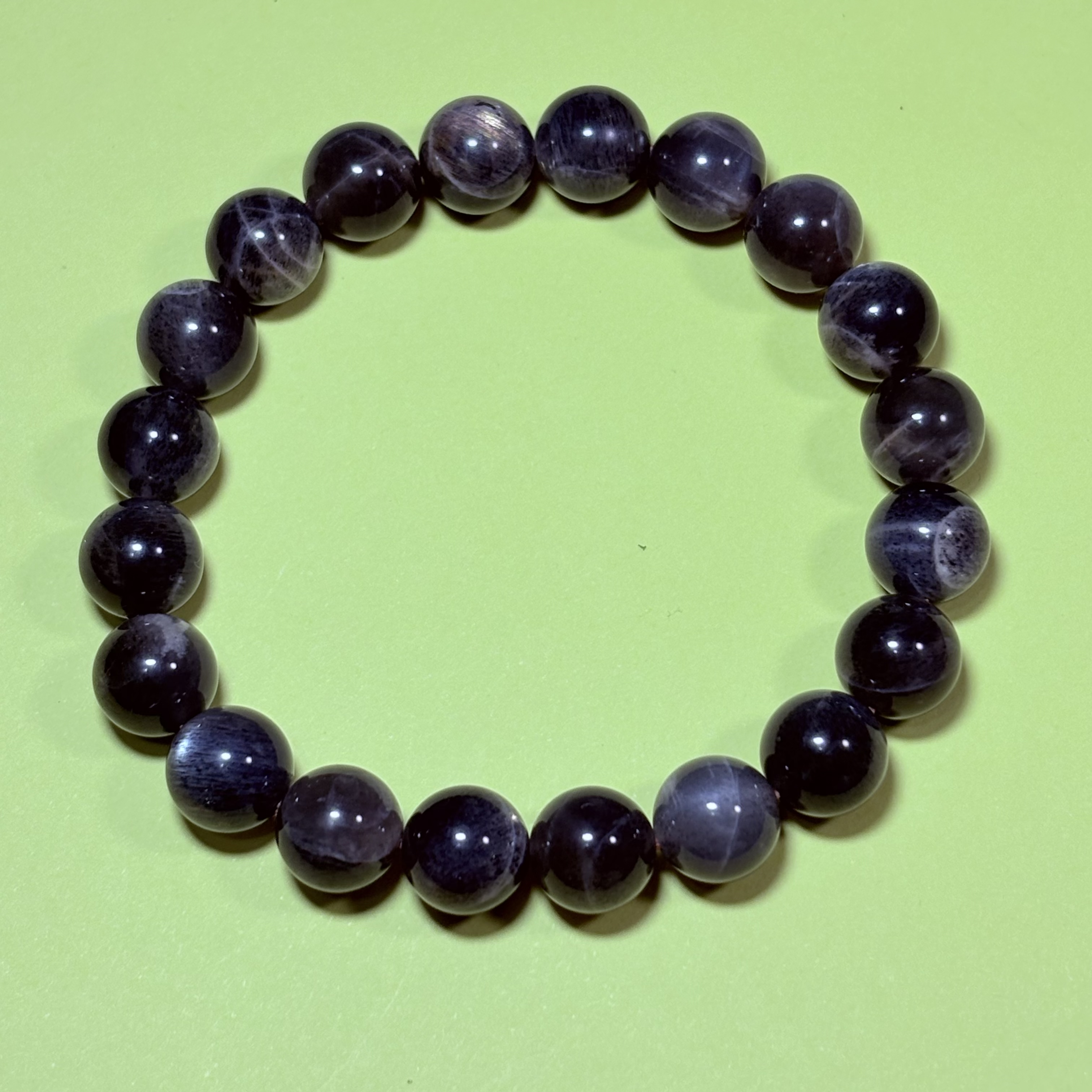 9.8mm太歲石黑幹體黑太陽石手串No.3028