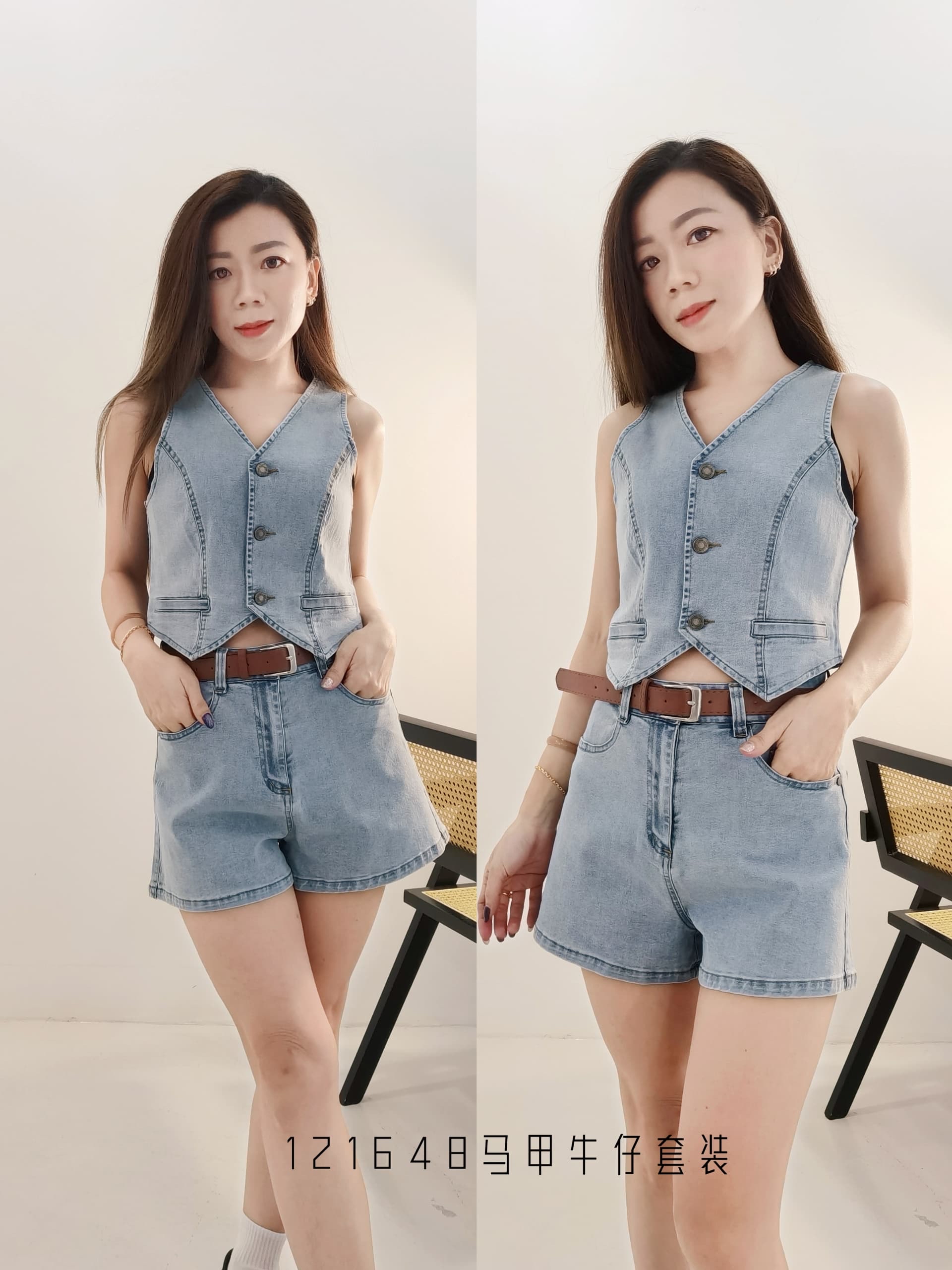121648 PREMIUM JEANS VEST SET 牛仔马甲套装