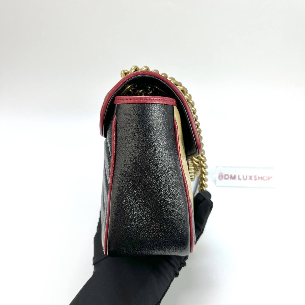 Gucci Torchon Diagonal Stripe GG Marmont Flap Bag Medium GHW