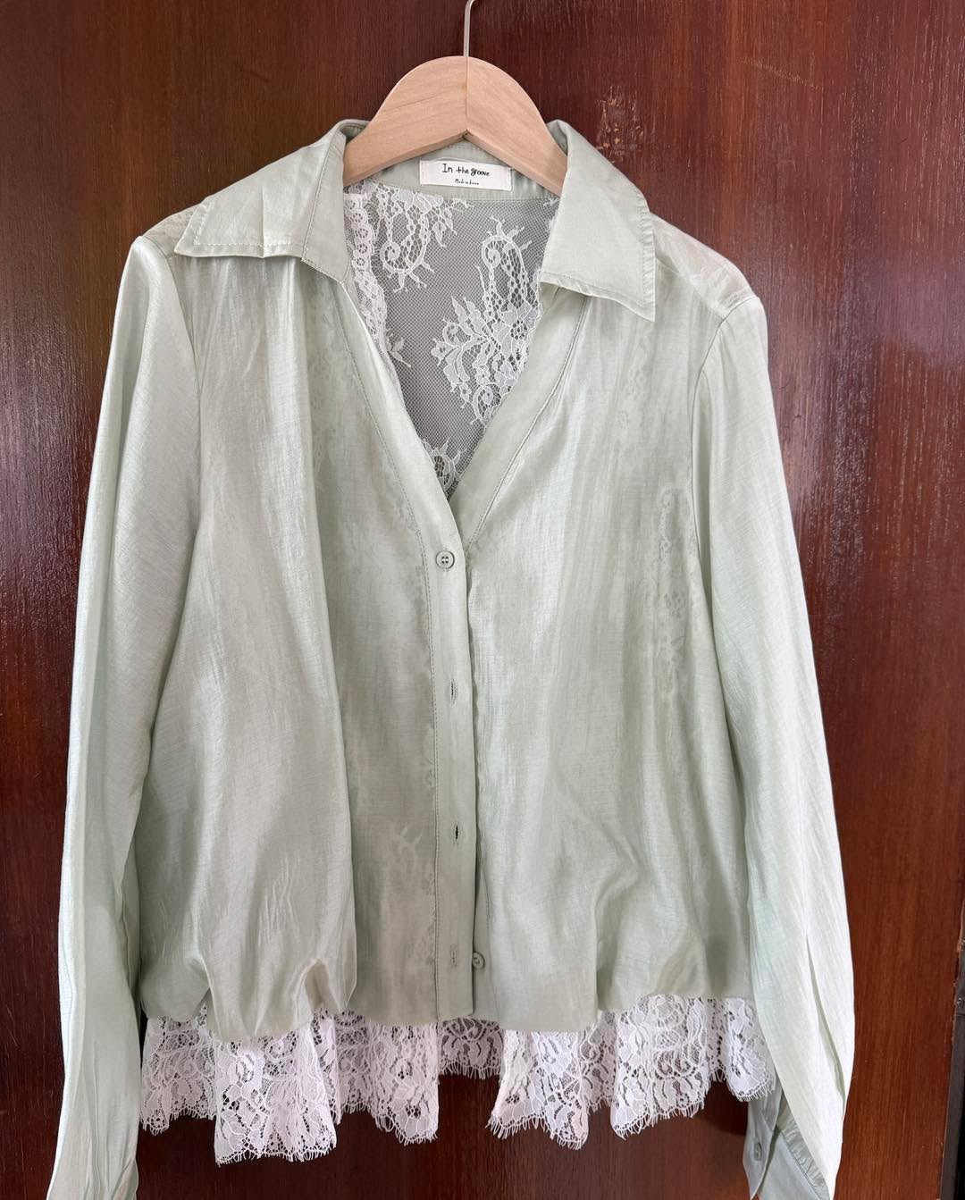 lace拼接假兩件恤衫