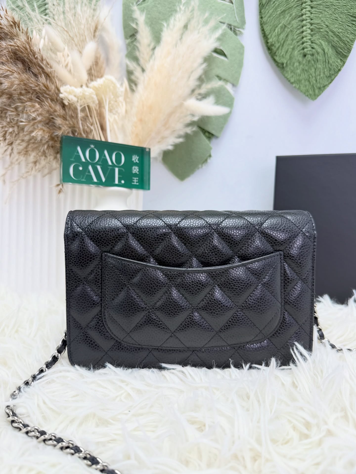 CHANEL 👜 PRE OWNED 🛍️黑銀荔枝皮 全套有單 專門店單