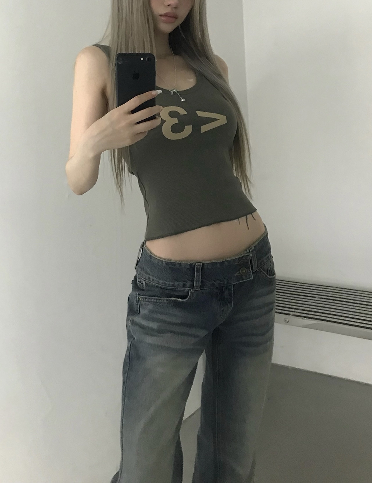 Low-Rise Double-Button Flared Jeans