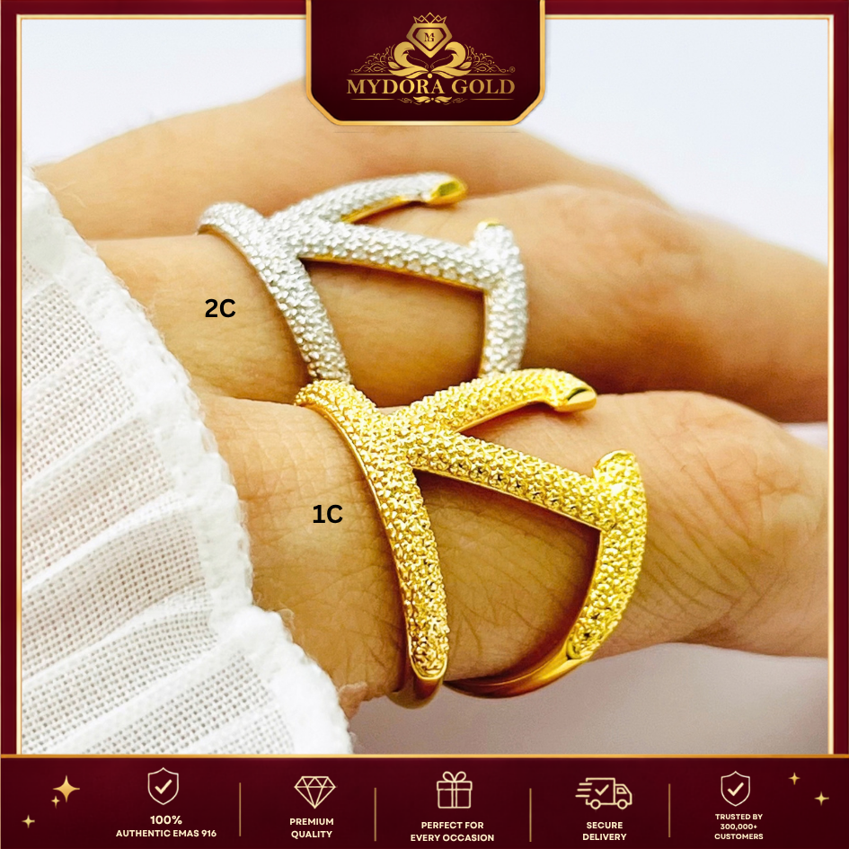 MYDORA EMAS 916 Cincin V Diamond-Cut (5G) l EMAS 916/22K