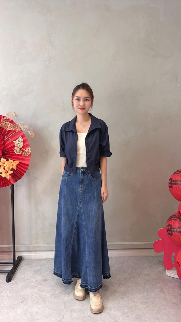 A-S601198 MERMAID CUT DENIM LONG SKIRT