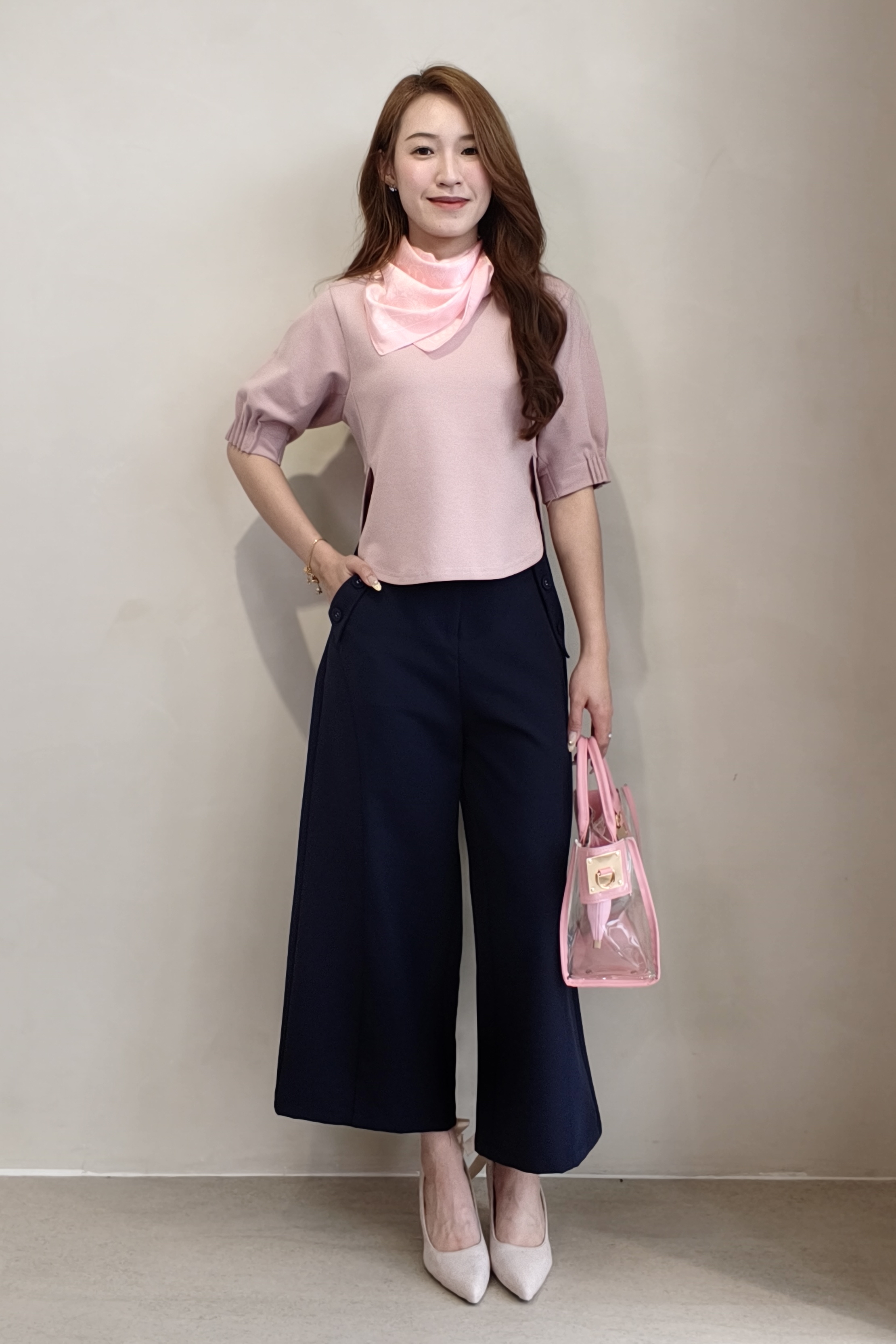 210610 High-Waisted Button Detail Wide-Leg Pants