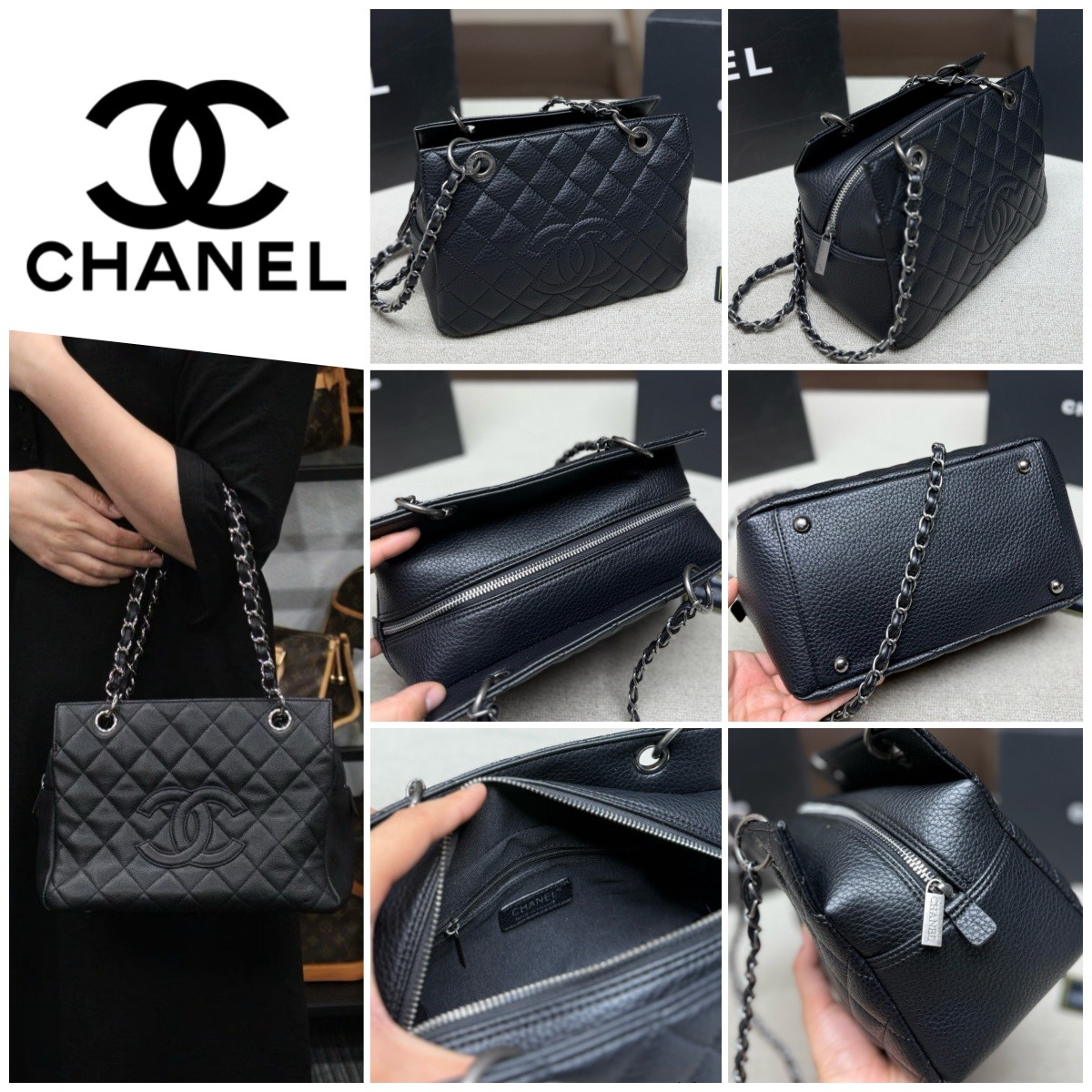 CHANEL Caviar Quilted Tote 魚子醬菱格托特袋 