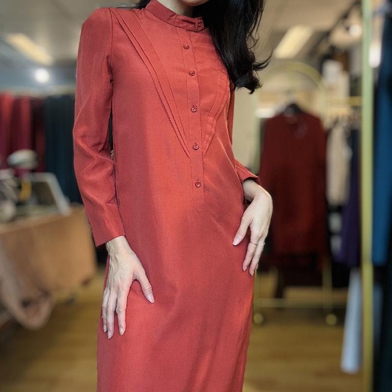Vintage Japanese Stand Collar Shift Dress (MT2260-16)