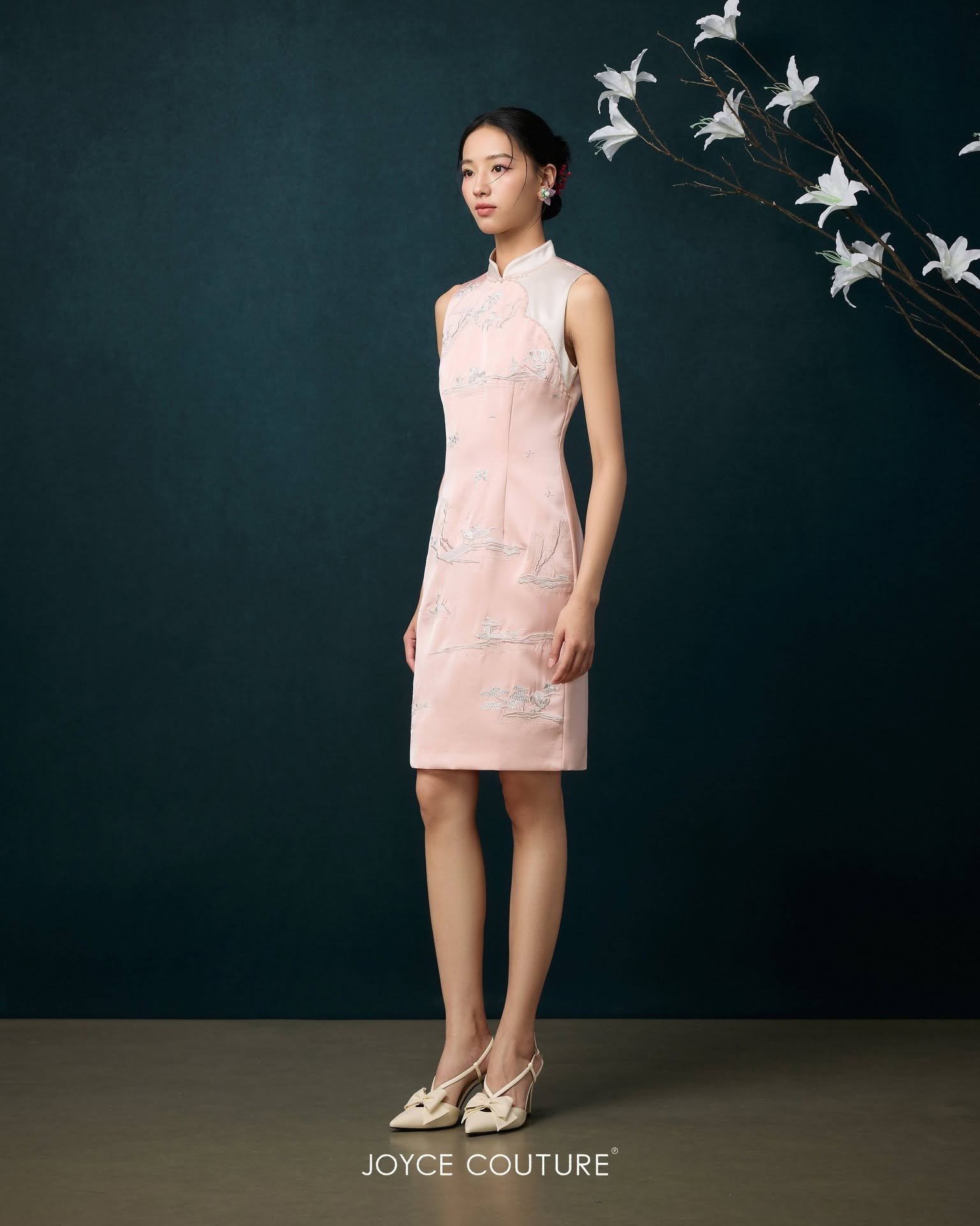 东方水墨刺绣旗袍 D0368