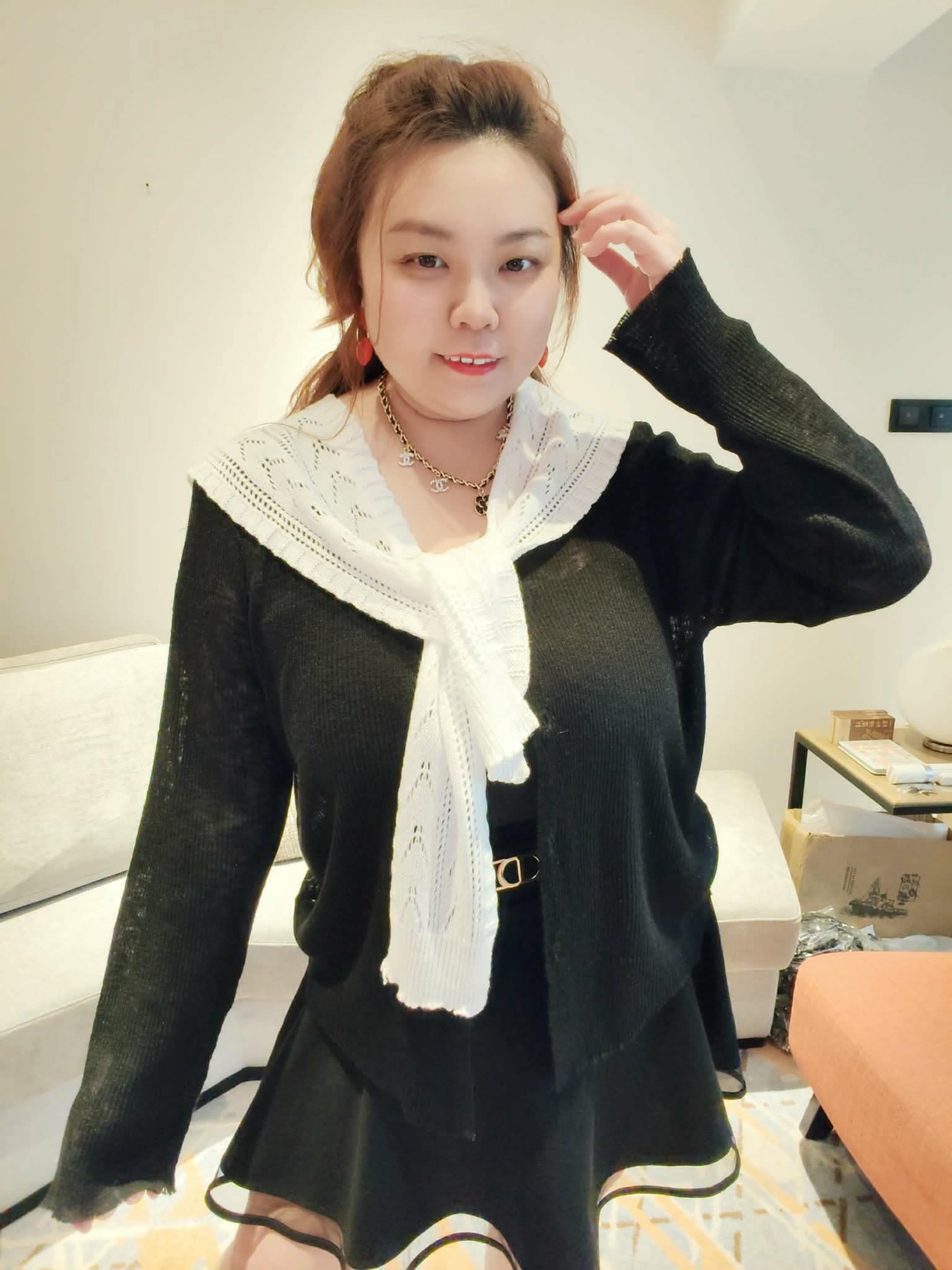 YPB03 058 人字纹镂空钩花小披肩假领子（⚠️不包括上衣）