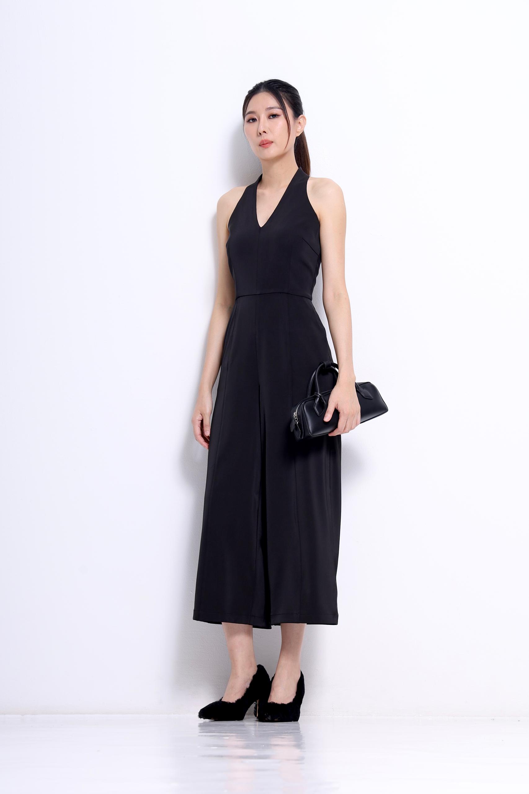 CD2144 HALTER V-NECK JUMPSUIT