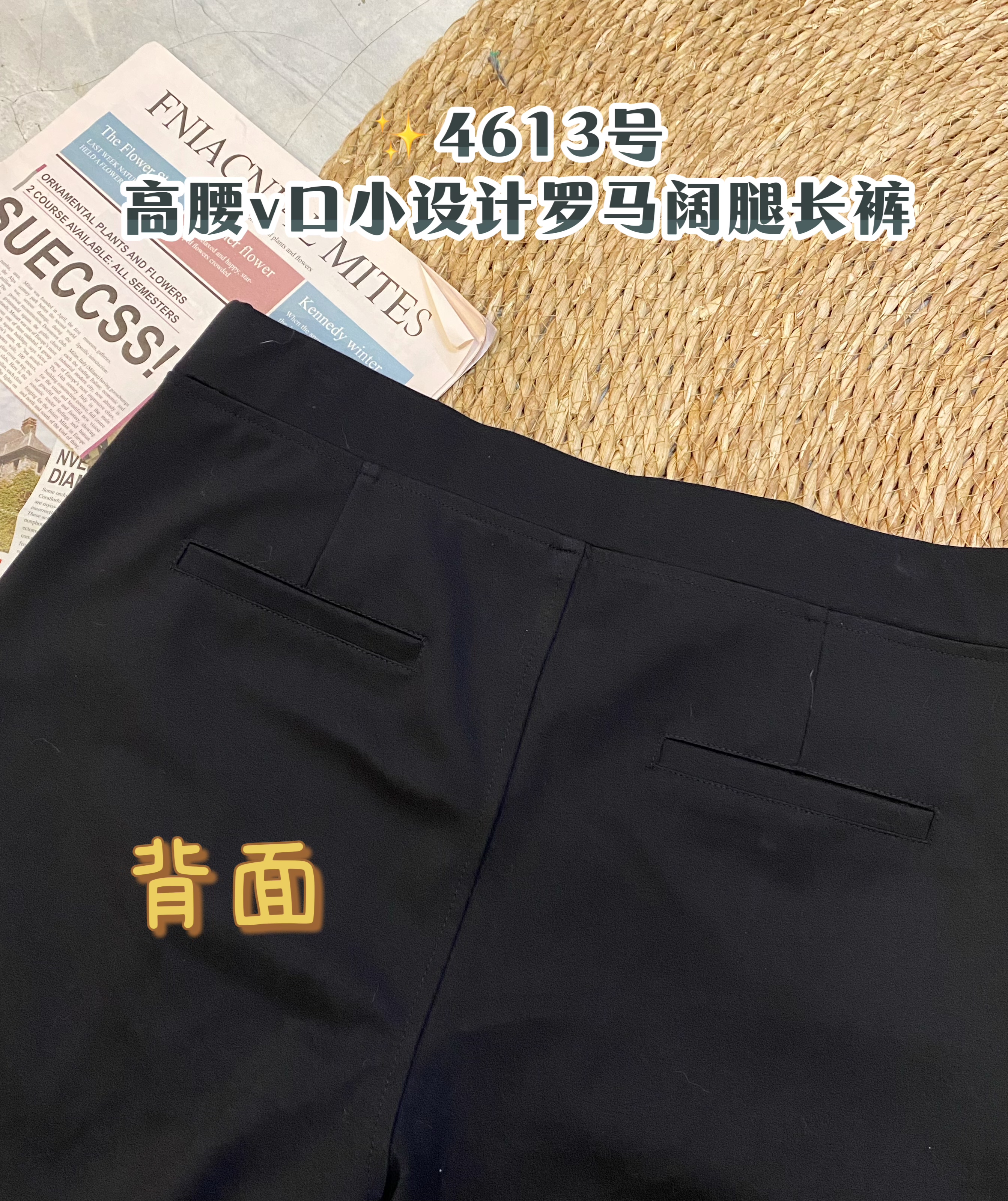 ✨4613号-高腰v口小设计罗马阔腿长裤