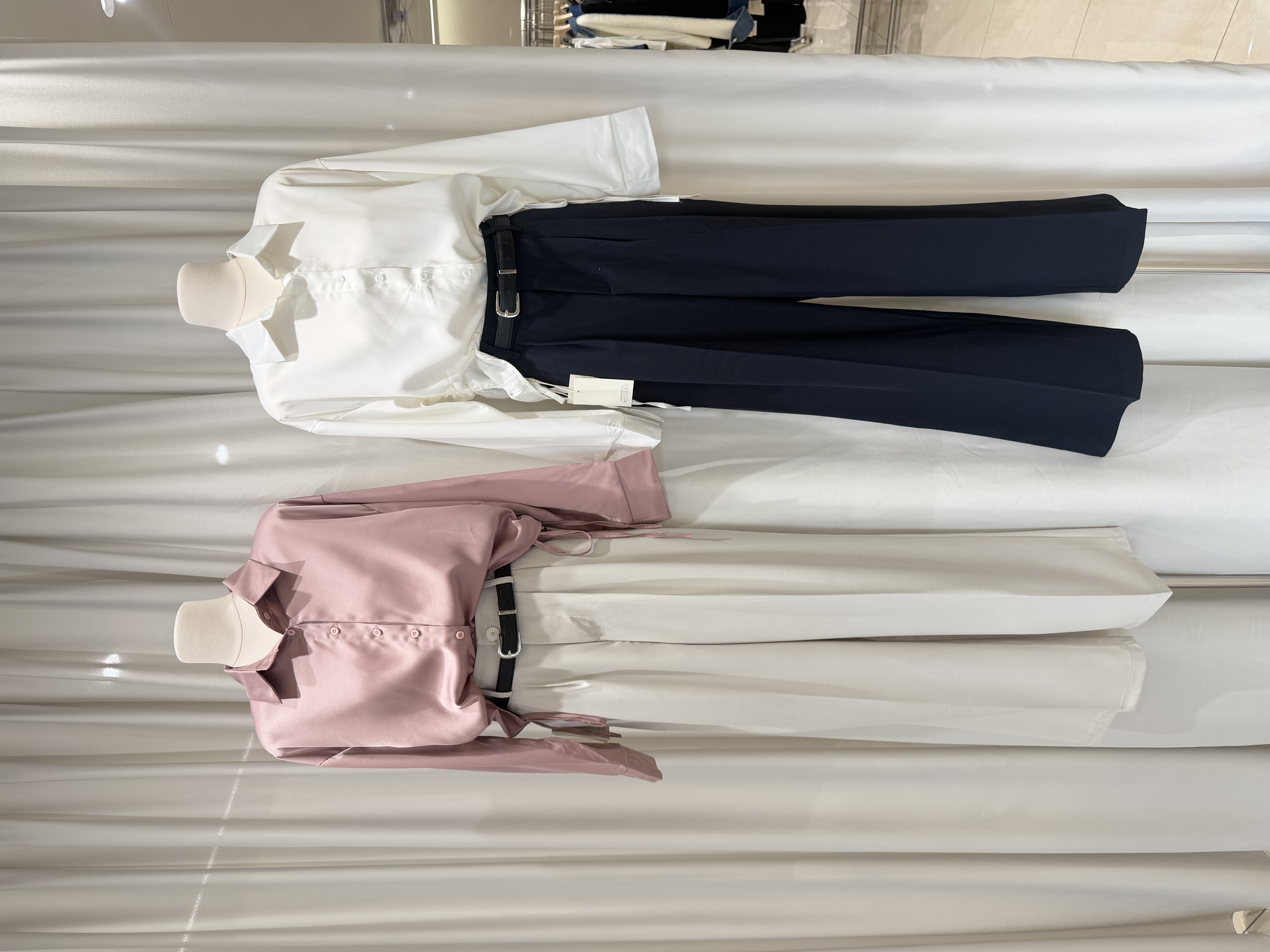 6506 高级感缎面抽绳衬衫