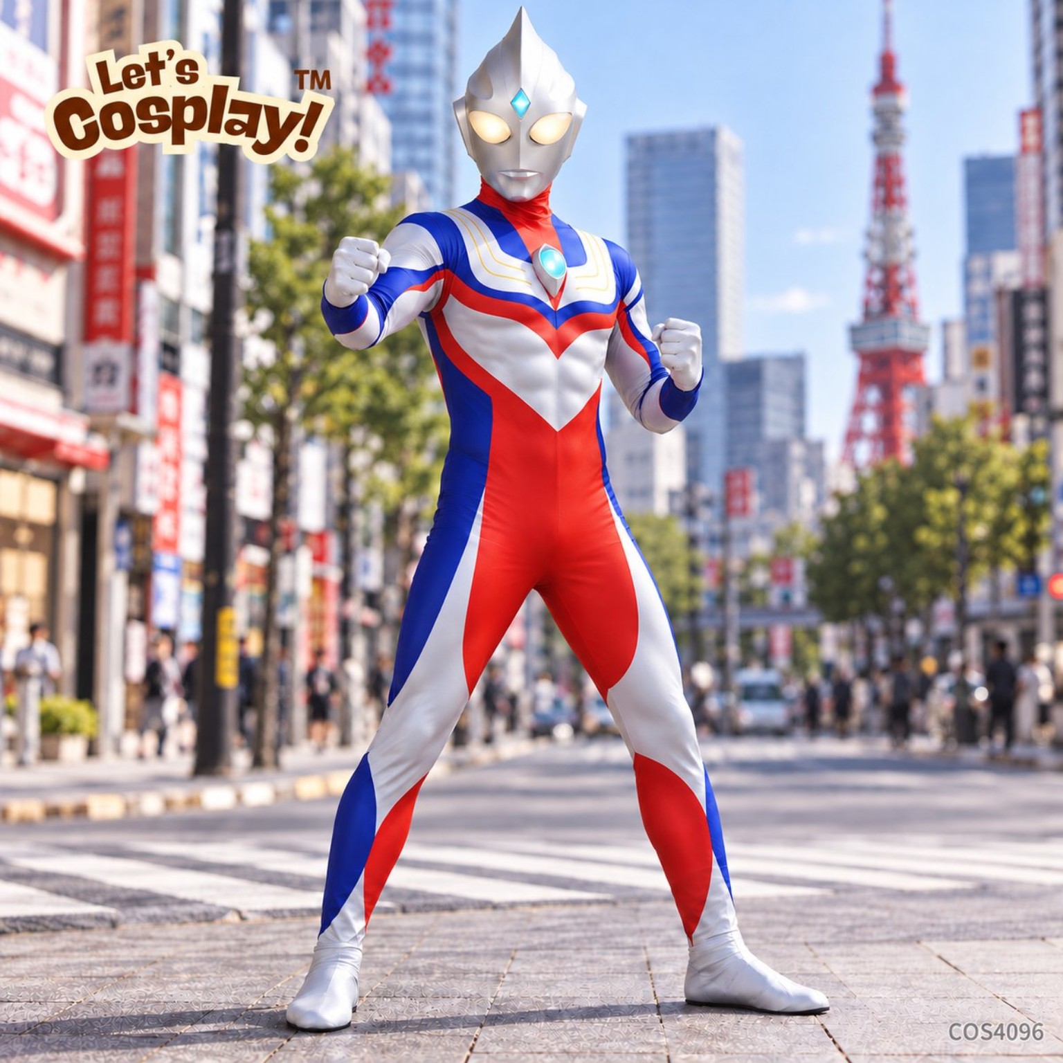 超人迪加成人發光立體頭盔連身服裝Ultraman Tiga萬聖節衫,香港現貨Lets Cosplay COS4096