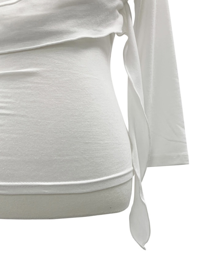 Asymmetric Ruched Boatneck Top