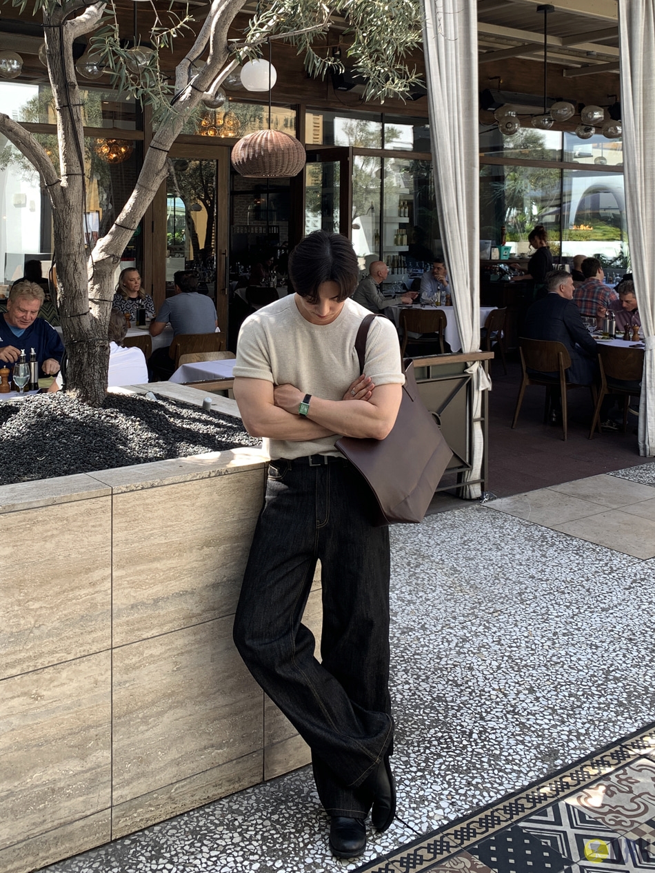 【100%保證韓國直送】頂級 Supima Cotton 挺闊平整顯寬肩修身型半袖針織衫 👕 [10 color] RL114895