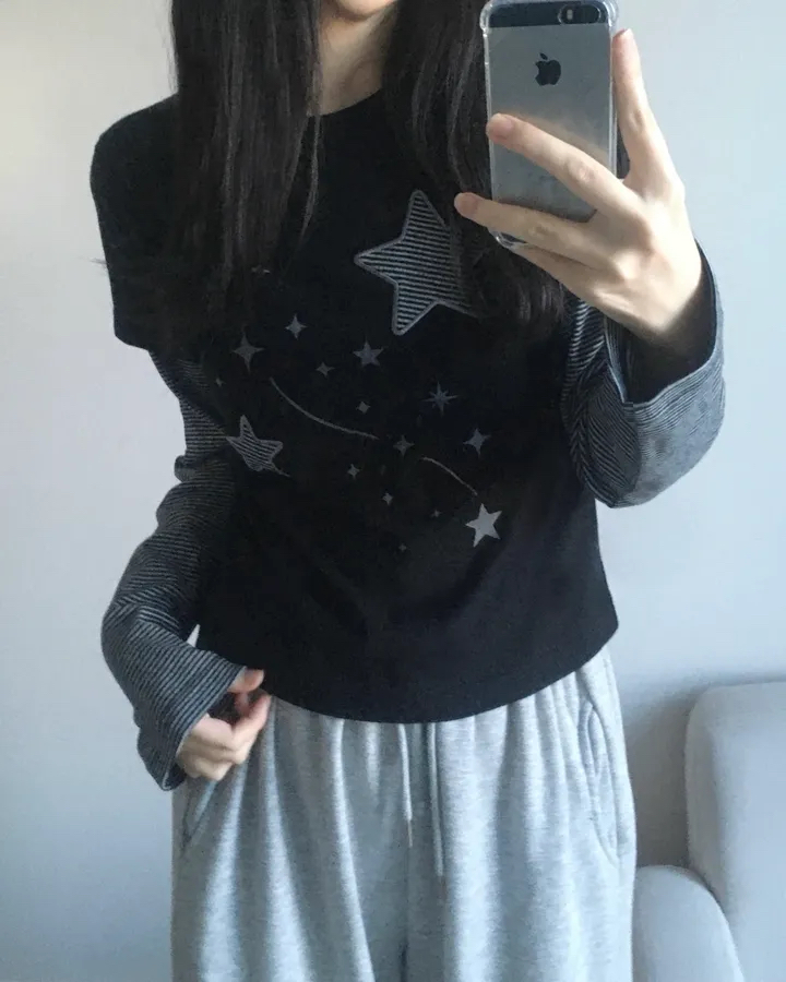 Star Graphic Layered Long Sleeve Tee
