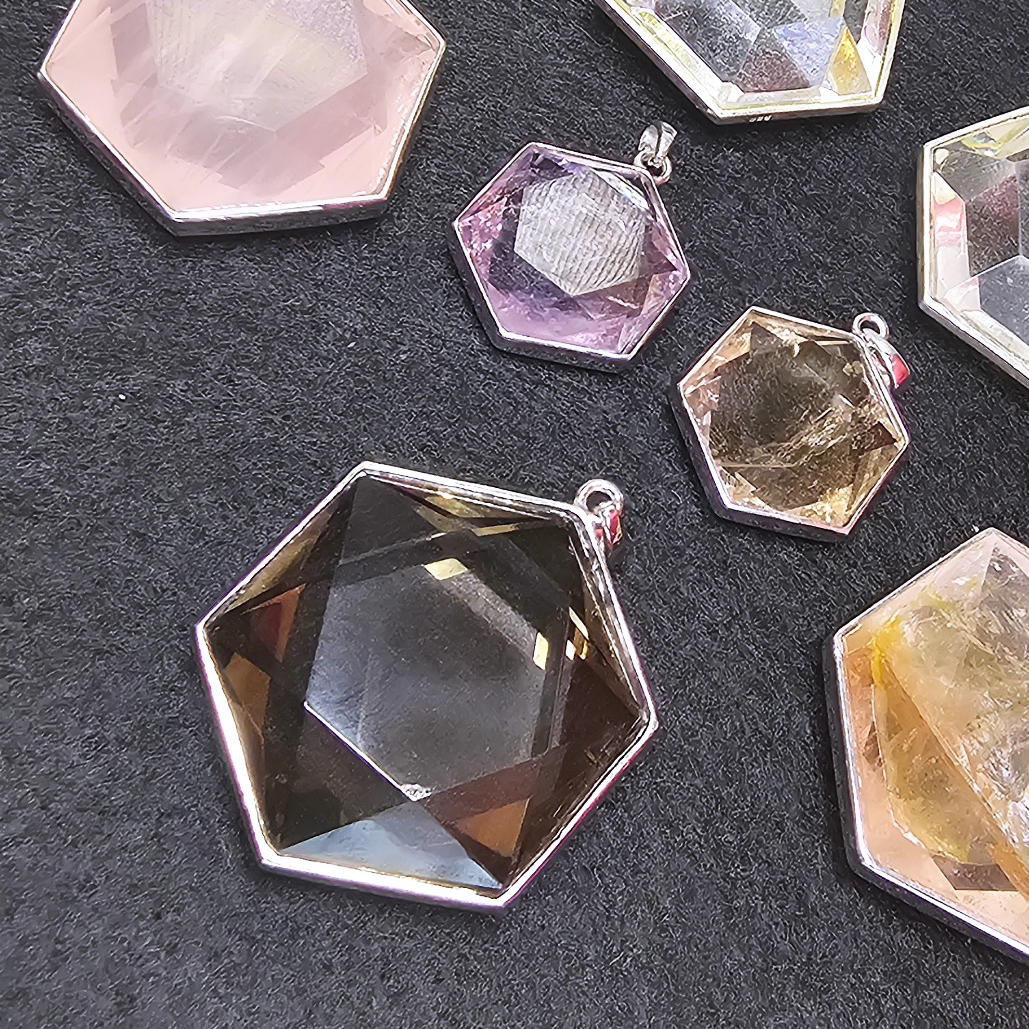 茶水晶六芒星925銀大衛星