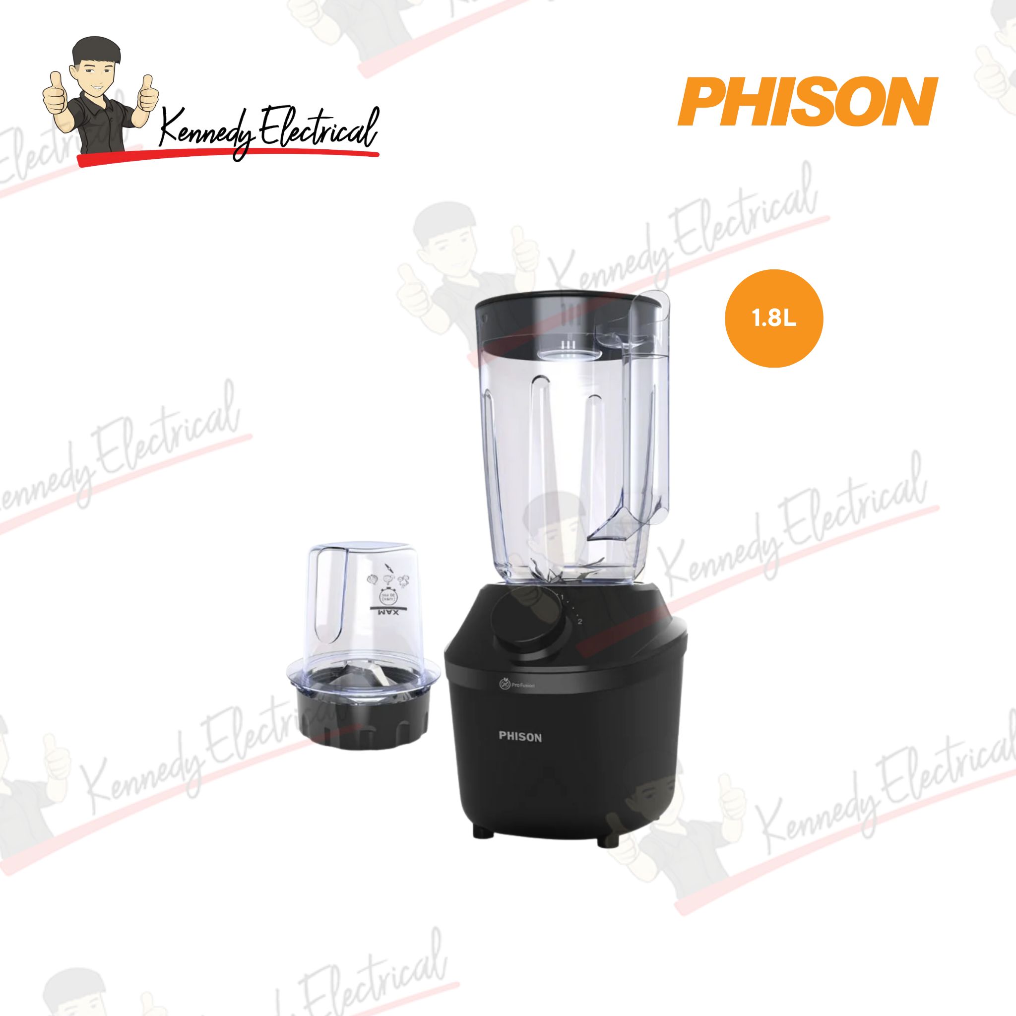 Phison 1.8L Blender With Dry Mill (Black) PBL-2041-BK