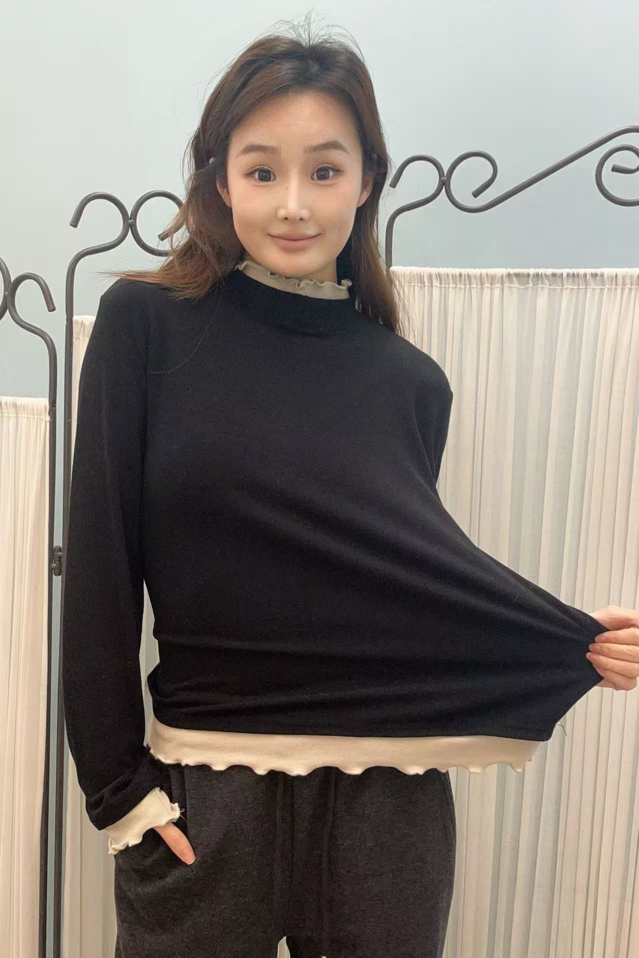 韓國直運Modal木耳邊打底