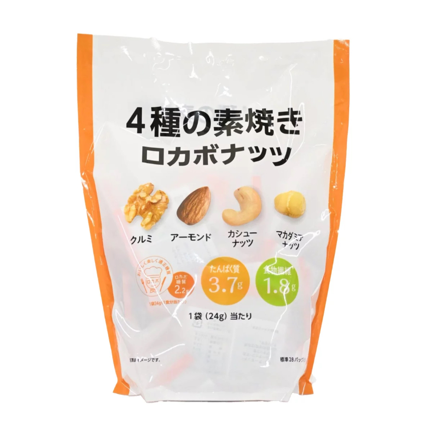 日本Costco  日本4種低碳烤原味堅果24g x 28入